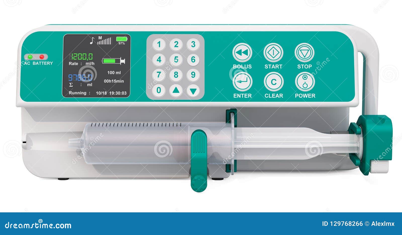 Infusion Syringe Pump Icon. Doodle Hand Drawn Or Outline Icon Style