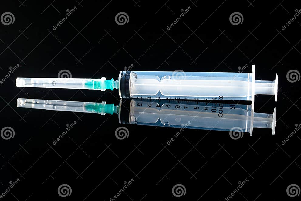 Syringe For Injections With Reflection Stock Image Image Of Injecting Sample 66560955 