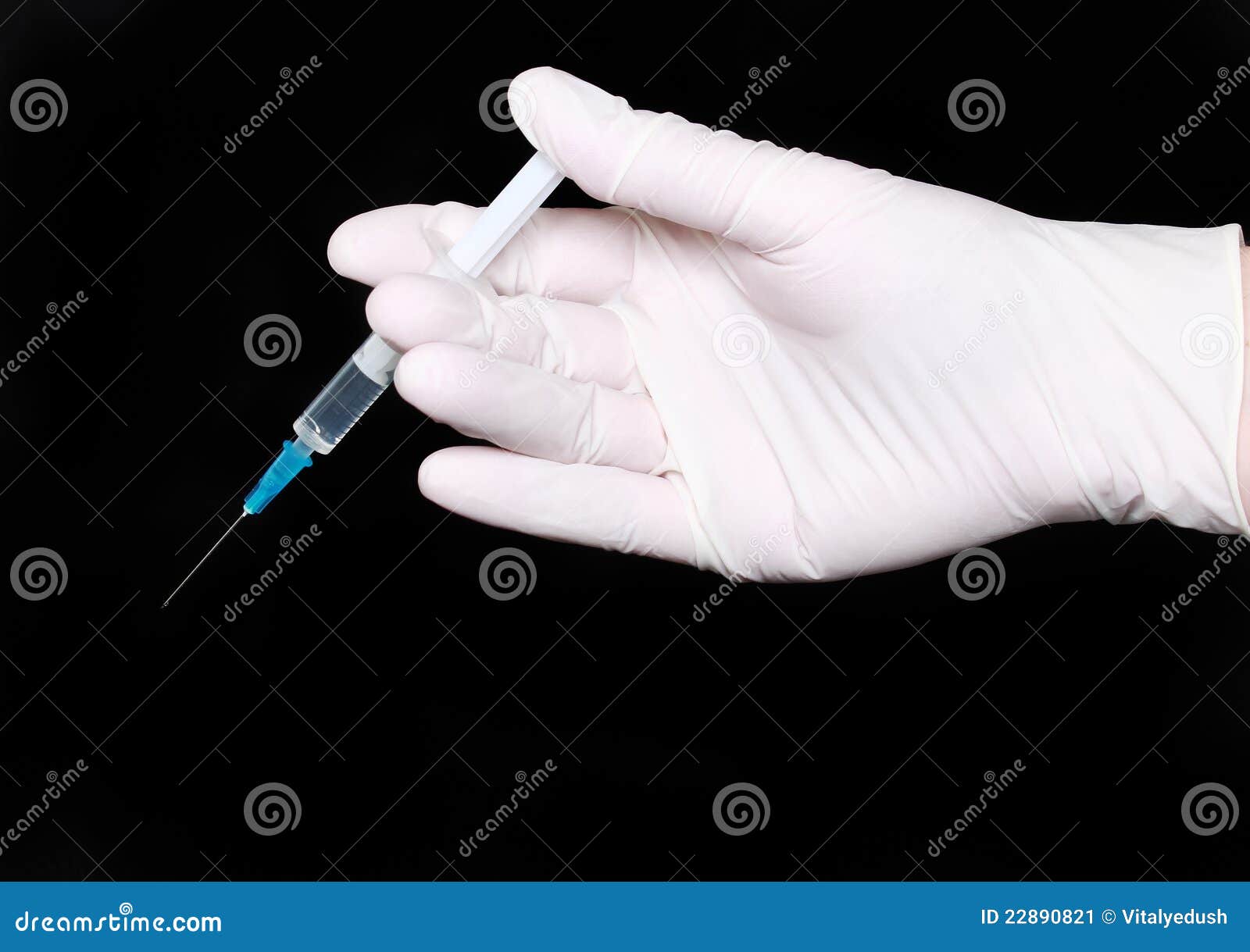 Syringe in Medical Gloves Hand, Injection. Stock Image Image of glove, dose 22890821