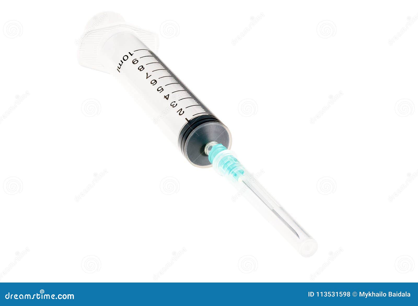 Syringe With Needle In Protective Cap. Isolated On White Background