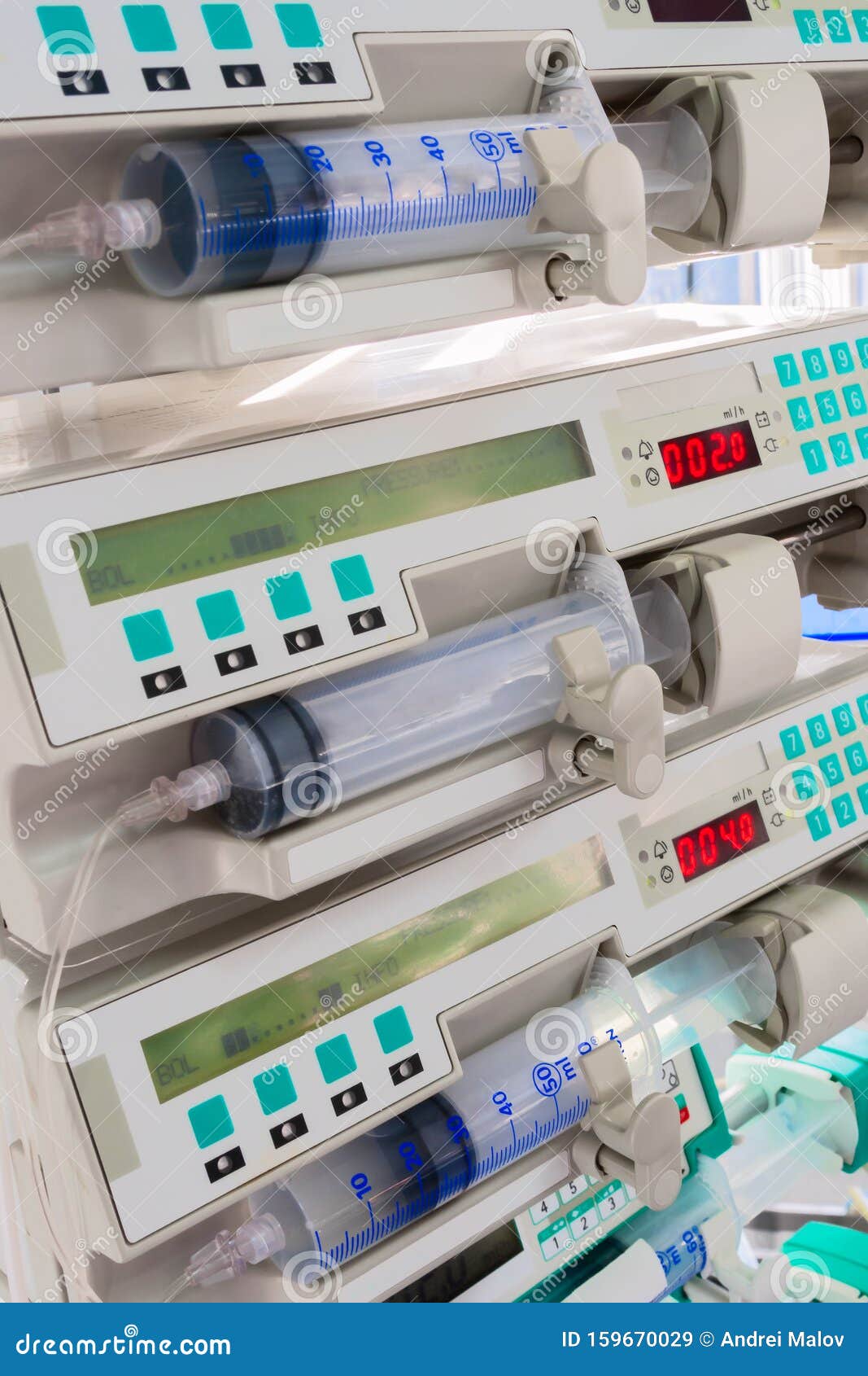Syringe Pumps in the Intensive Care Unit Stock Image Image of