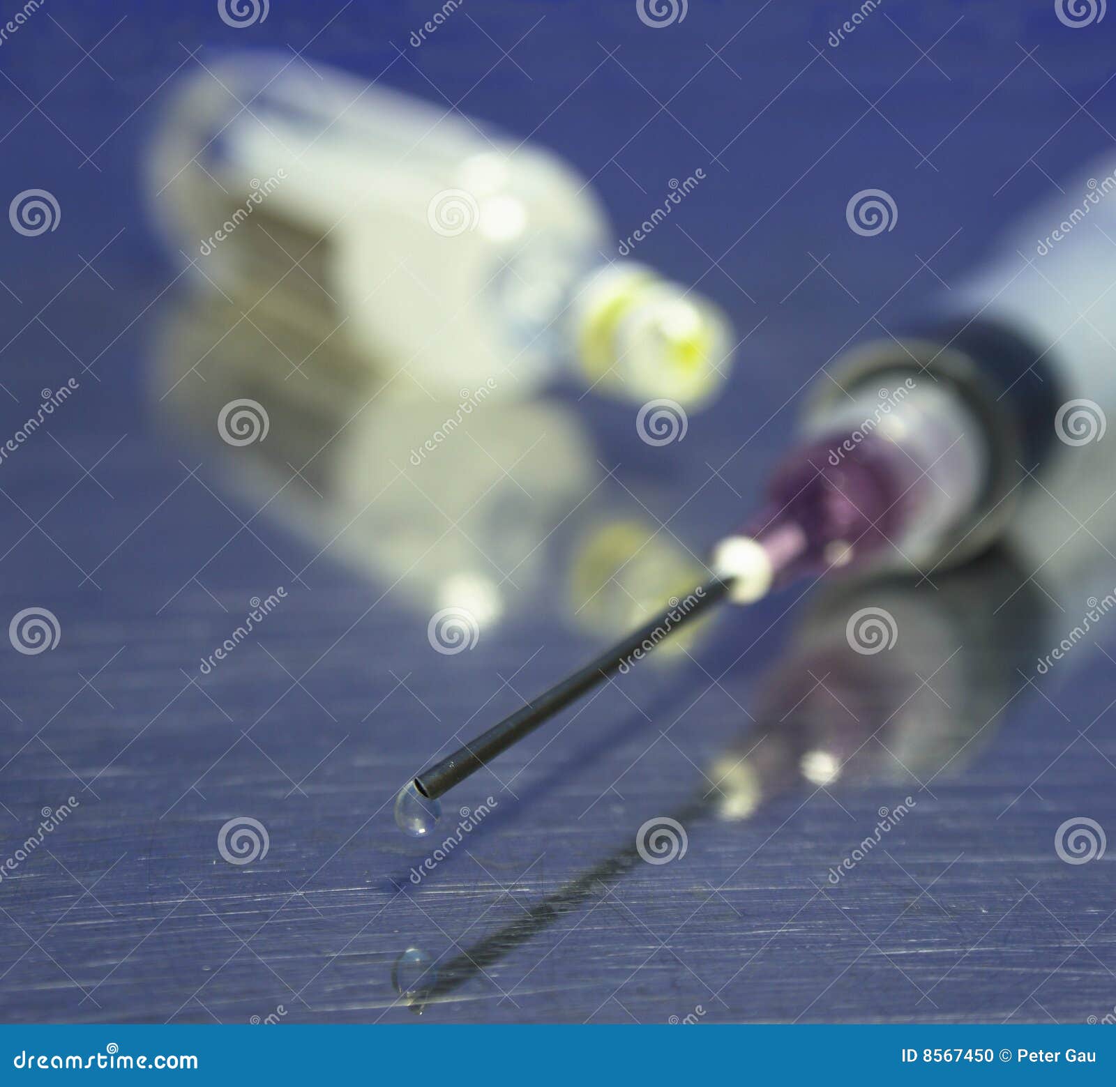 syringe, sharp needle and ampule
