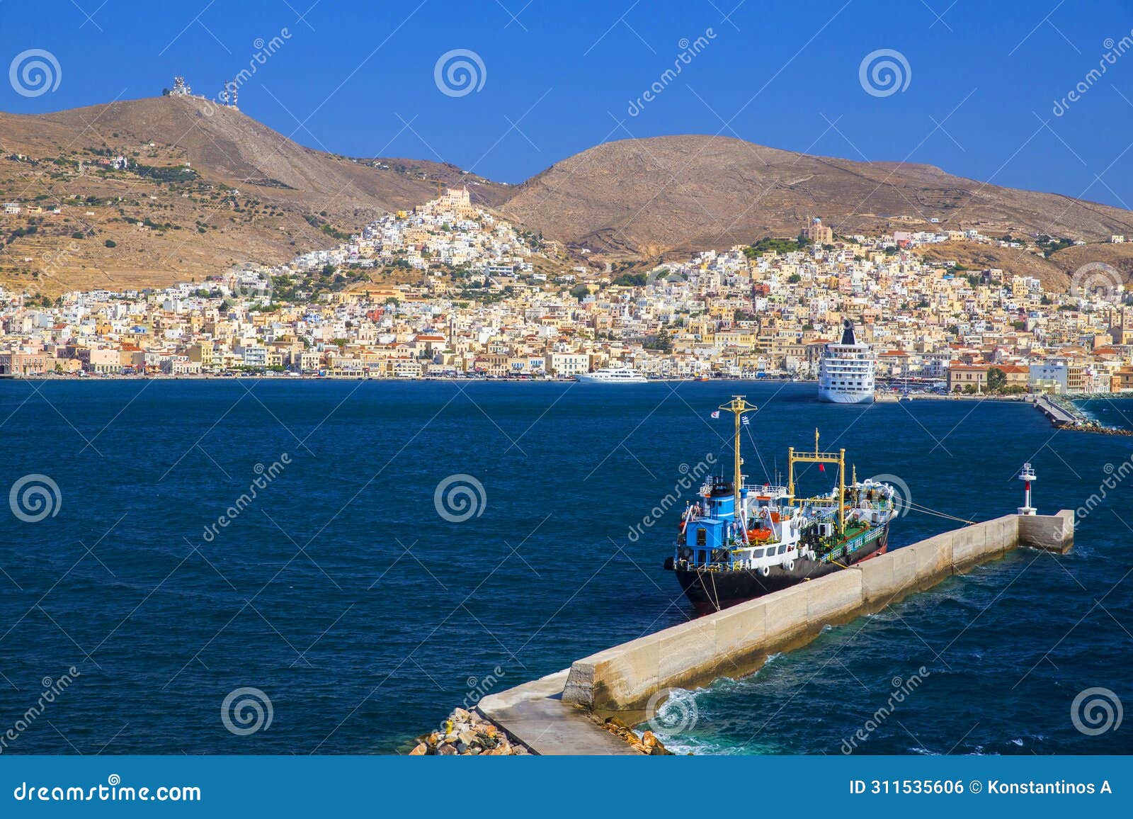 syros or siros island in greece summer tourist resort