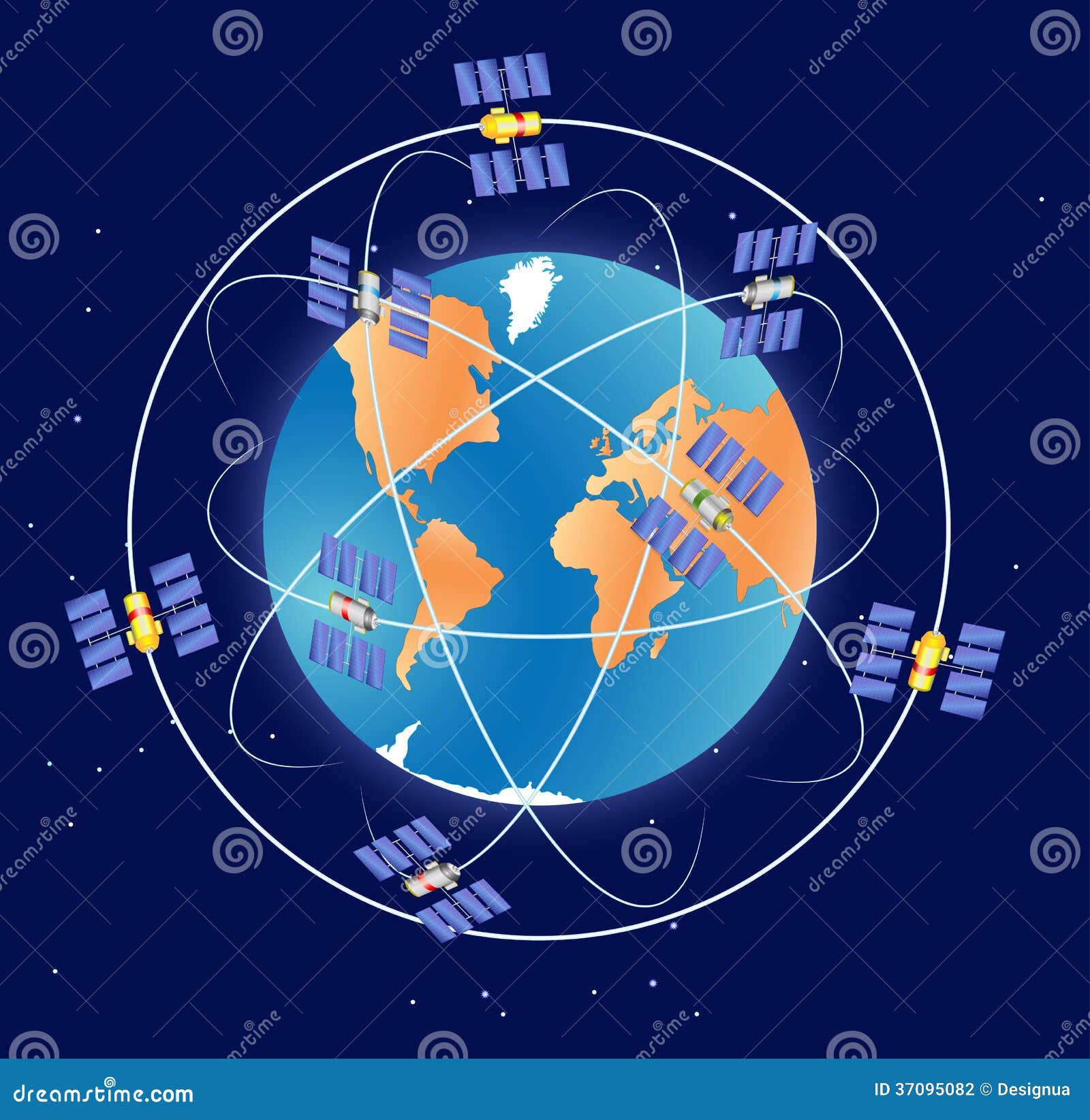 Système De Localisation Mondial Généralistes Illustration de Vecteur - Illustration du satellite, planète: 37095082