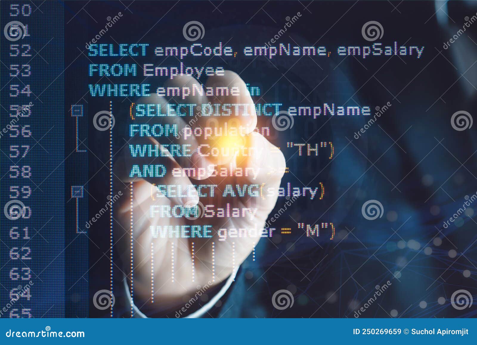 SQL (Structured Query Language) Code On Computer Monitor With Database ...