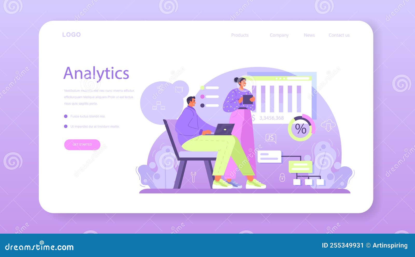 system analyst web banner or landing page. it technologies