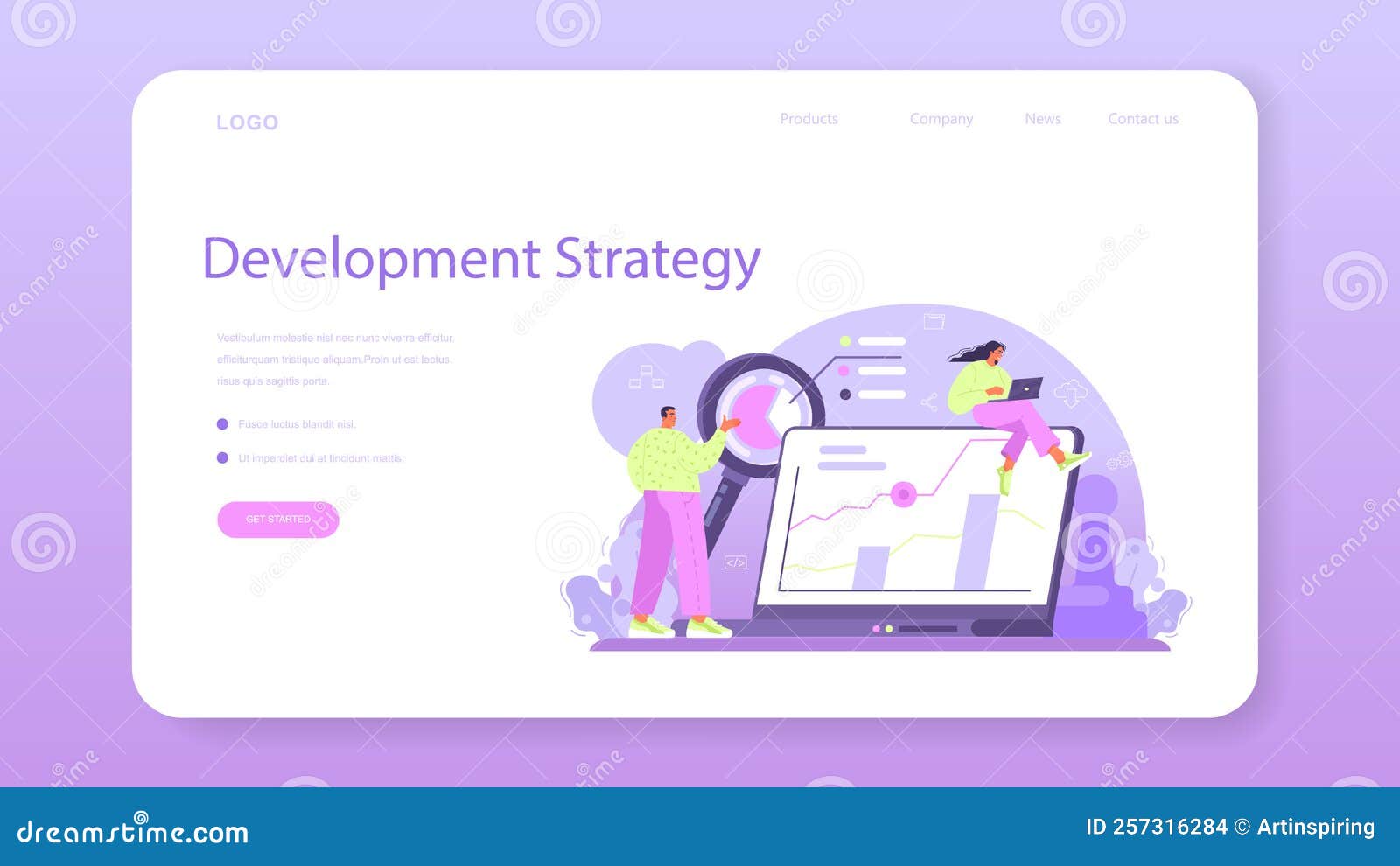 system analyst web banner or landing page. it technologies