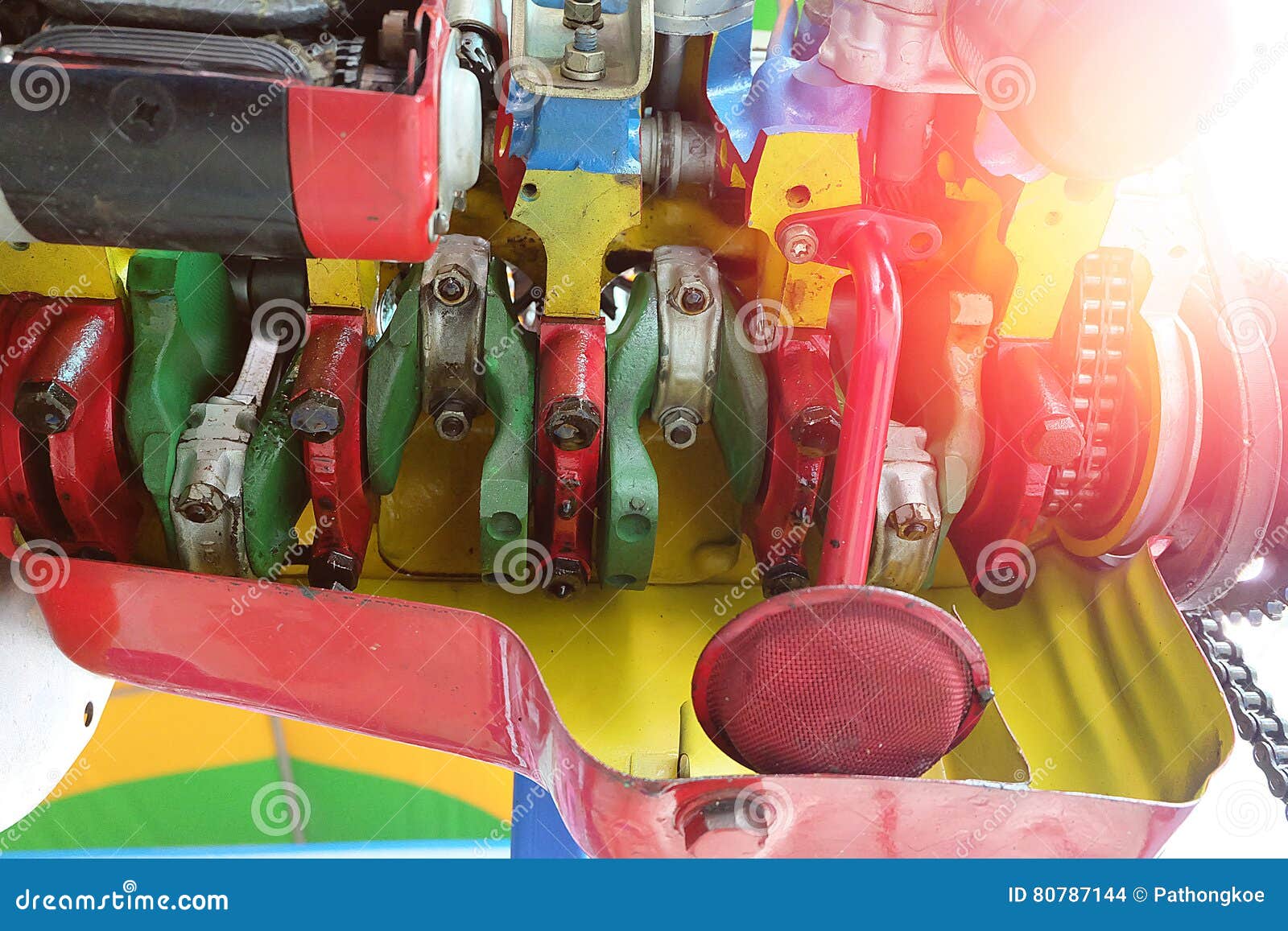 The System of the Car Engine and Light. Vintage Color Soft Style. Stock