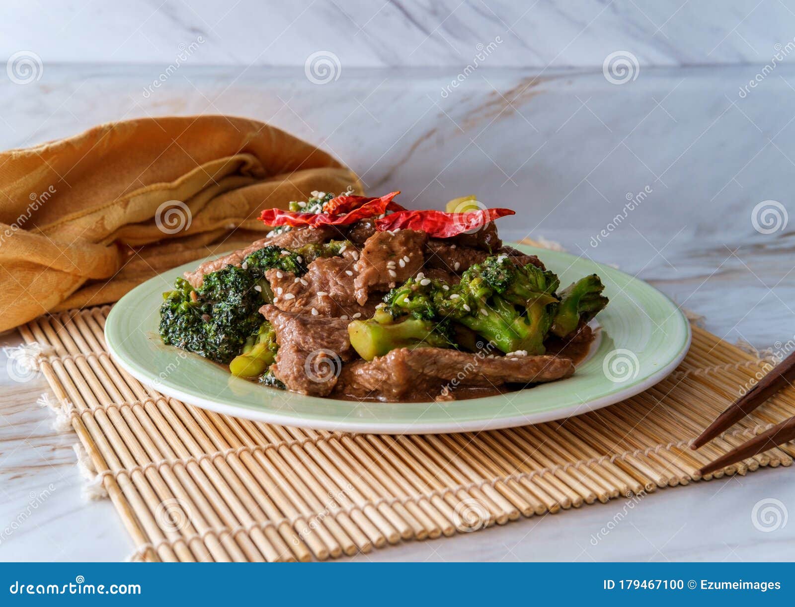 Szechuan Beef and Broccoli stock photo. Image of spicy - 179467100