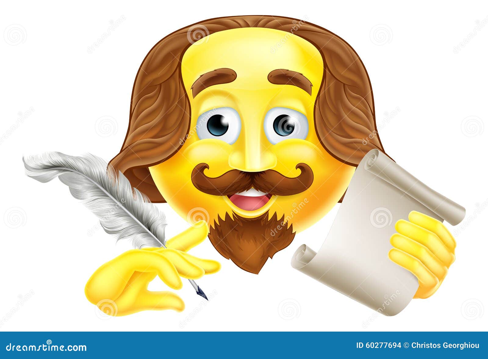 Szekspir Emoji Emoticon ilustracja wektor. Ilustracja złożonej z