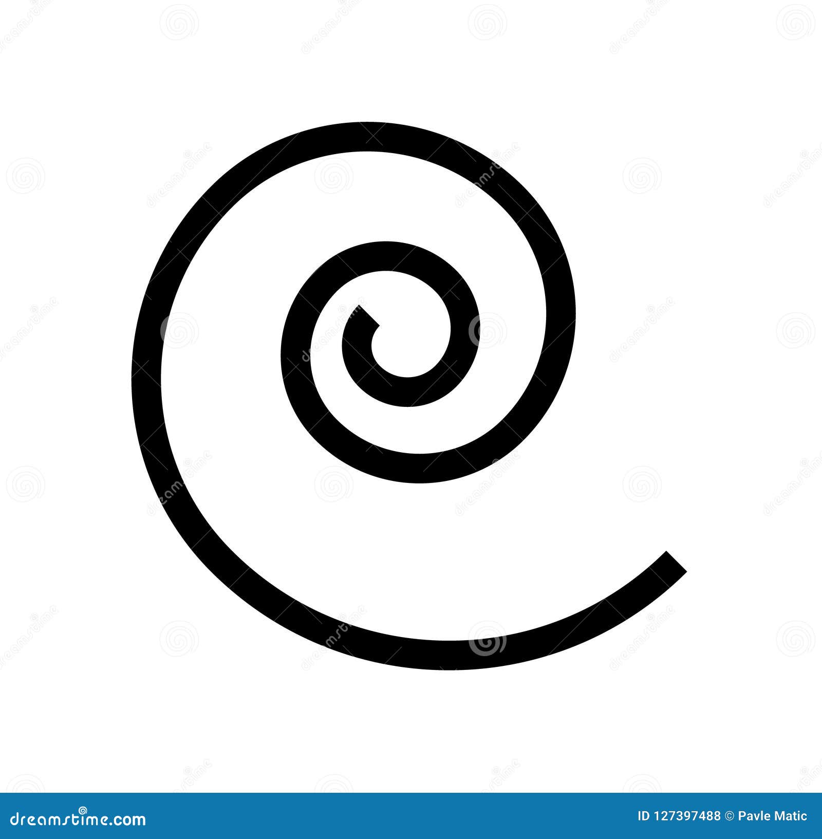 Símbolo Espiral Simple Negro Aislado En El Fondo Blanco Ilustración