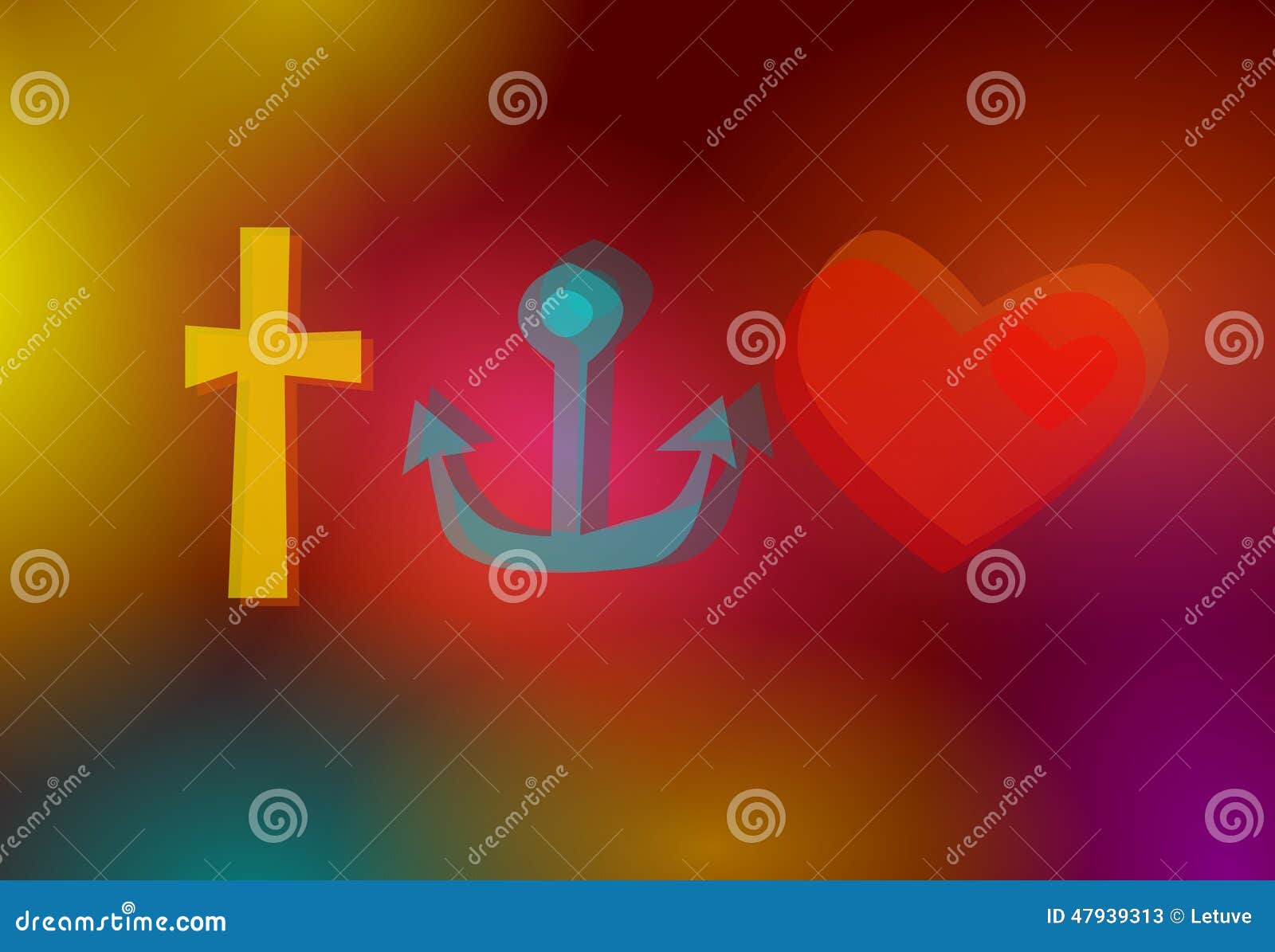 Símbolos De La Fe, De La Esperanza Y Del Amor Stock de ilustración