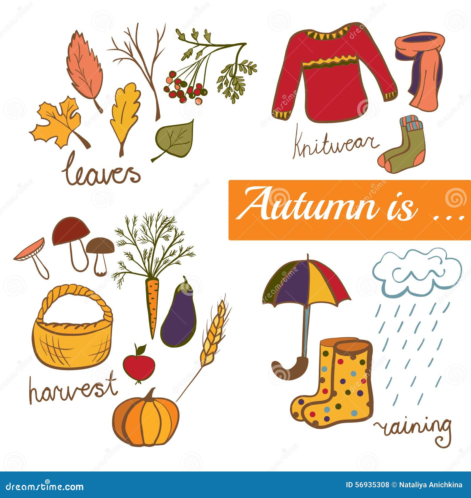 Símbolos Del Otoño Del Ejemplo Del Vector Stock de ilustración