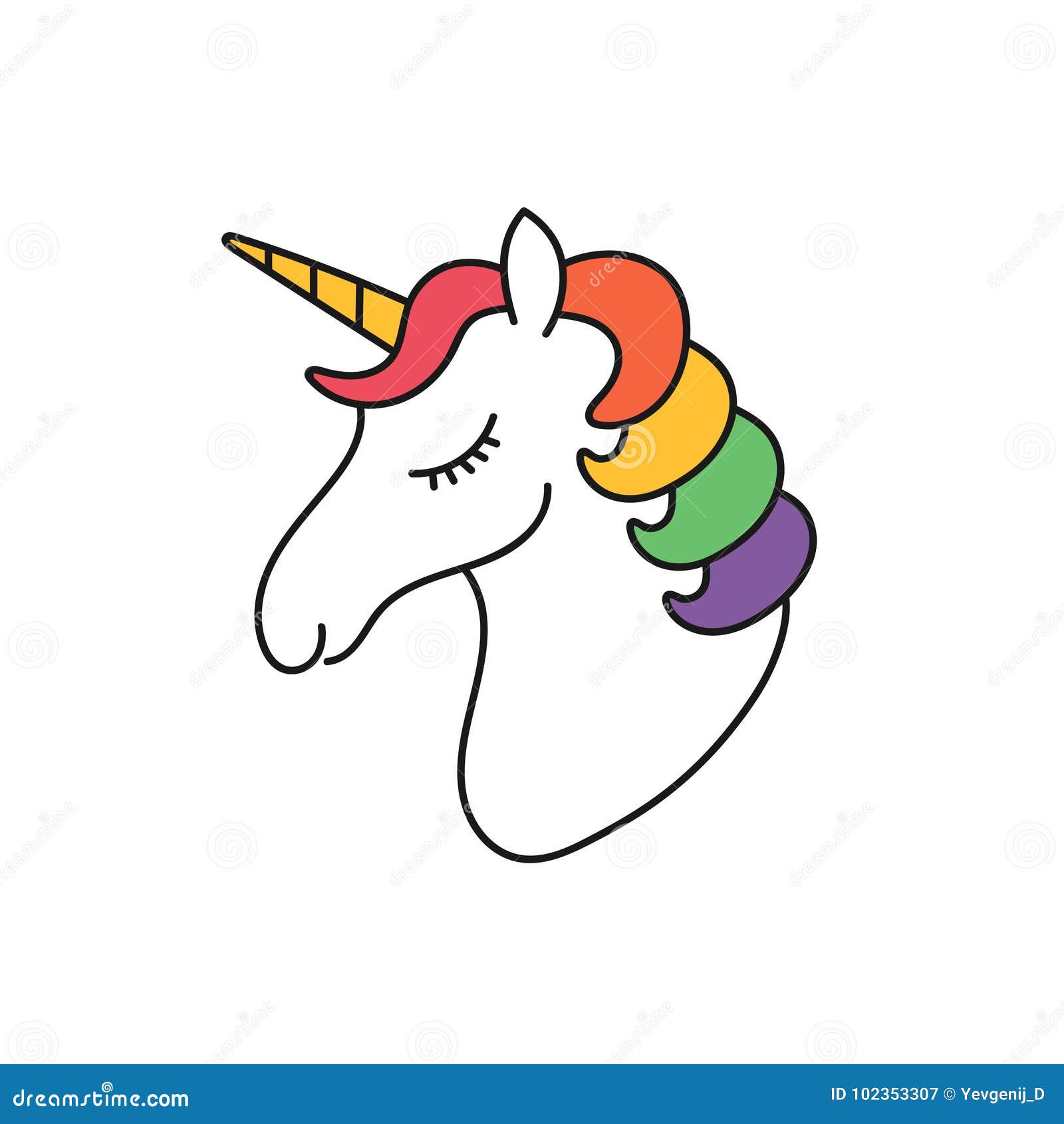 Licorne Dessin Couleur Arc En Ciel Tête De Licorne Dirigez Le Visage De Licorne Avec Des Cheveux Dans Des Couleurs D'arc-en-ciel Personnage De Dessin Animé Mignon Illustration de Vecteur - Illustration du cheval, dessin: 102353307