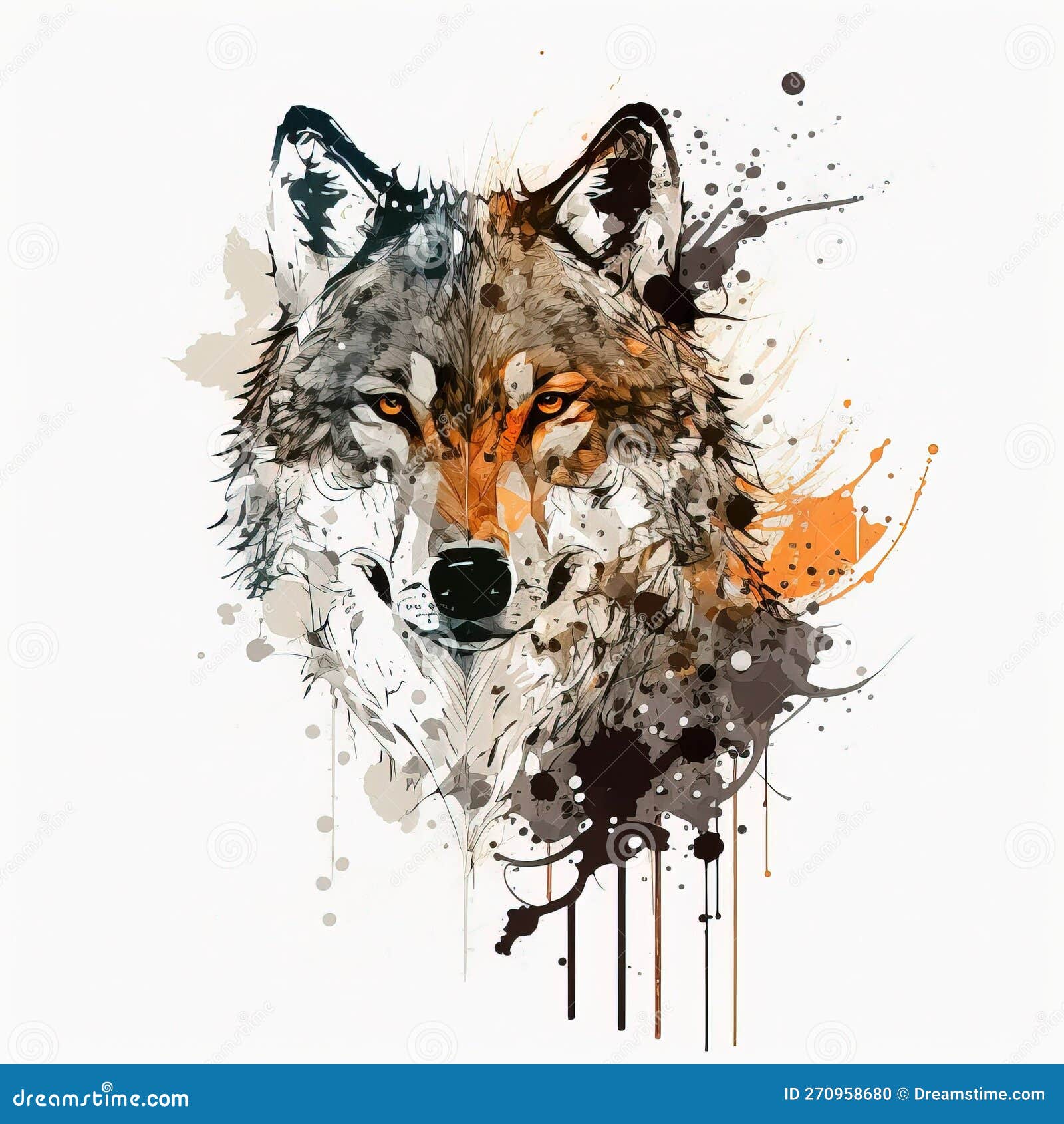 Légendaire Magnifique Dessin De Loup Tête De Loup Artistique Dessin Magnifique Loup Abstrait. Ai Génératif Illustration Stock - Illustration du bête, fond: 270958680