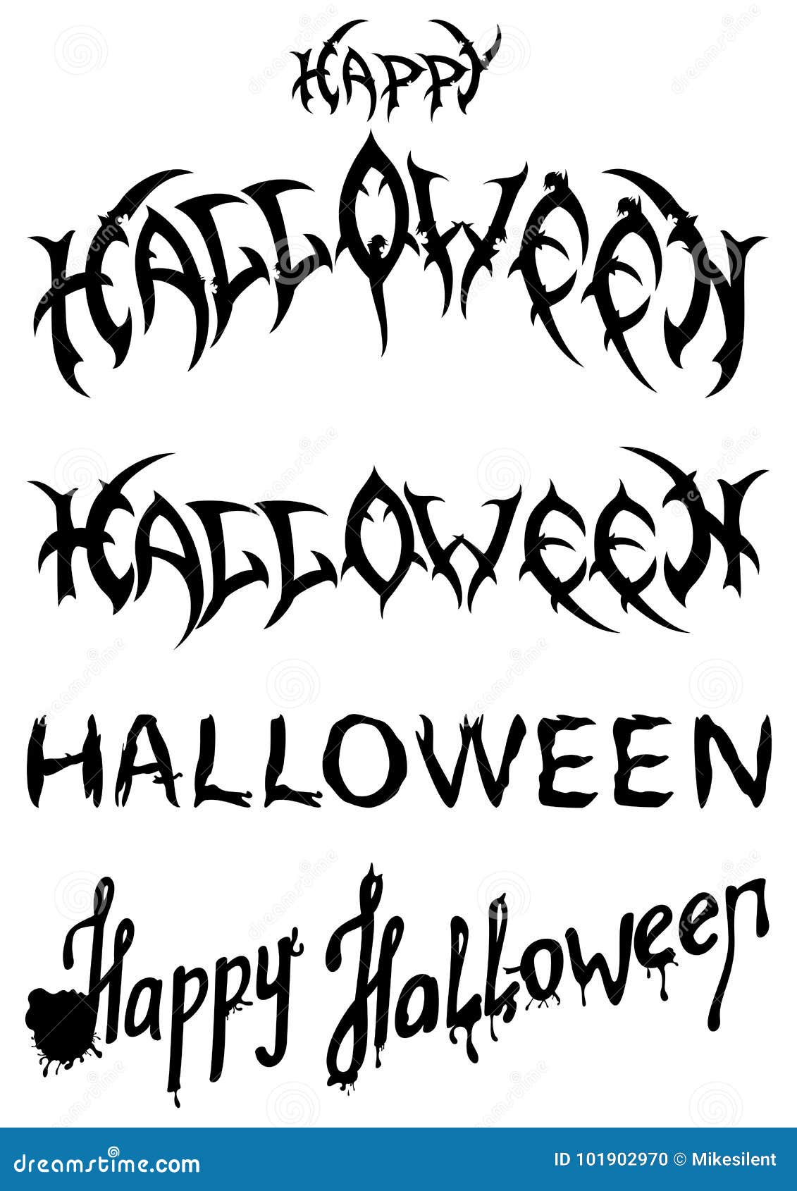 Títulos De Halloween Fijados Ilustración del Vector - Ilustración de  deletreado, halloween: 101902970