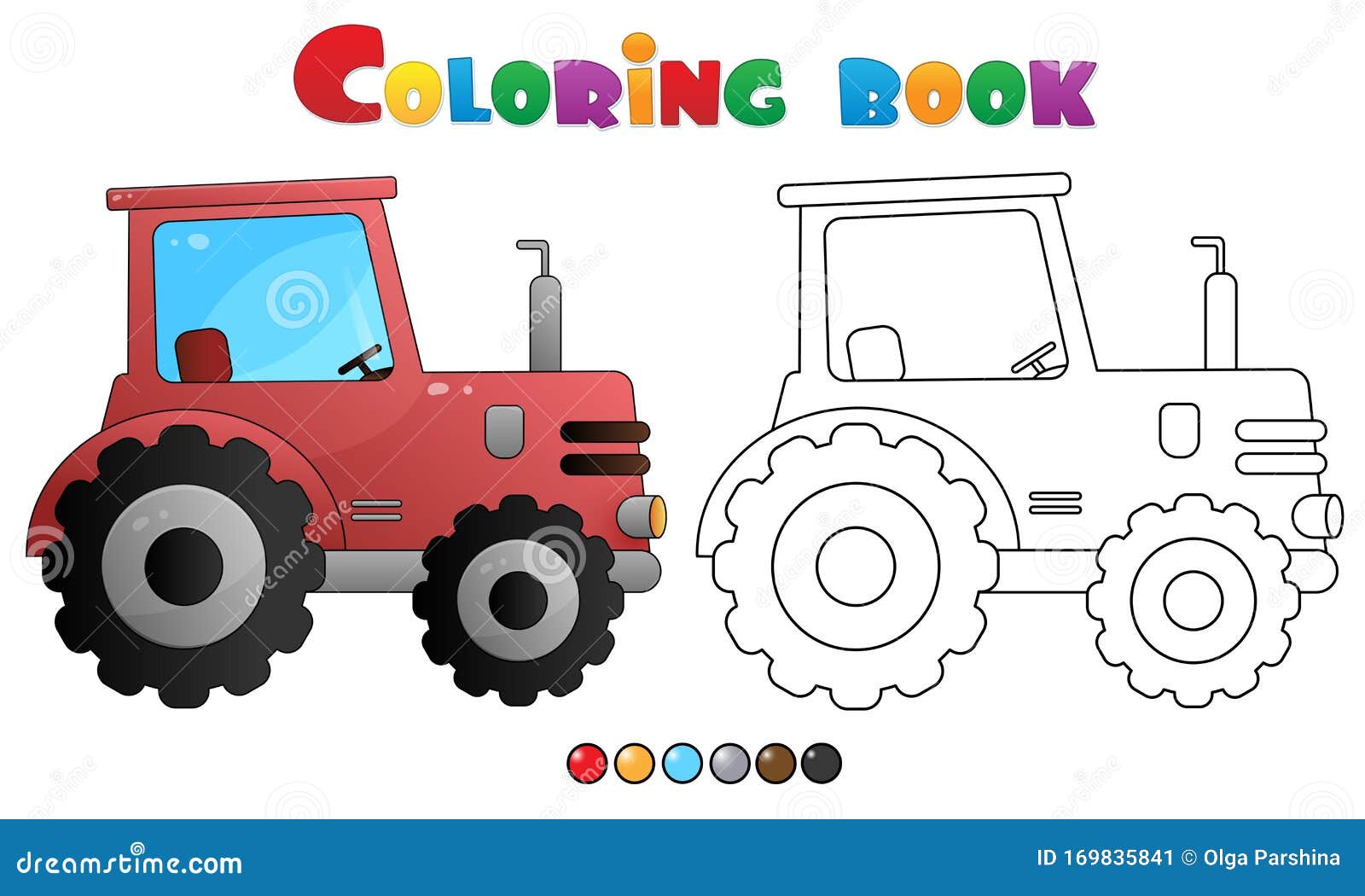 Desenhos animados de tractor para colorir livro