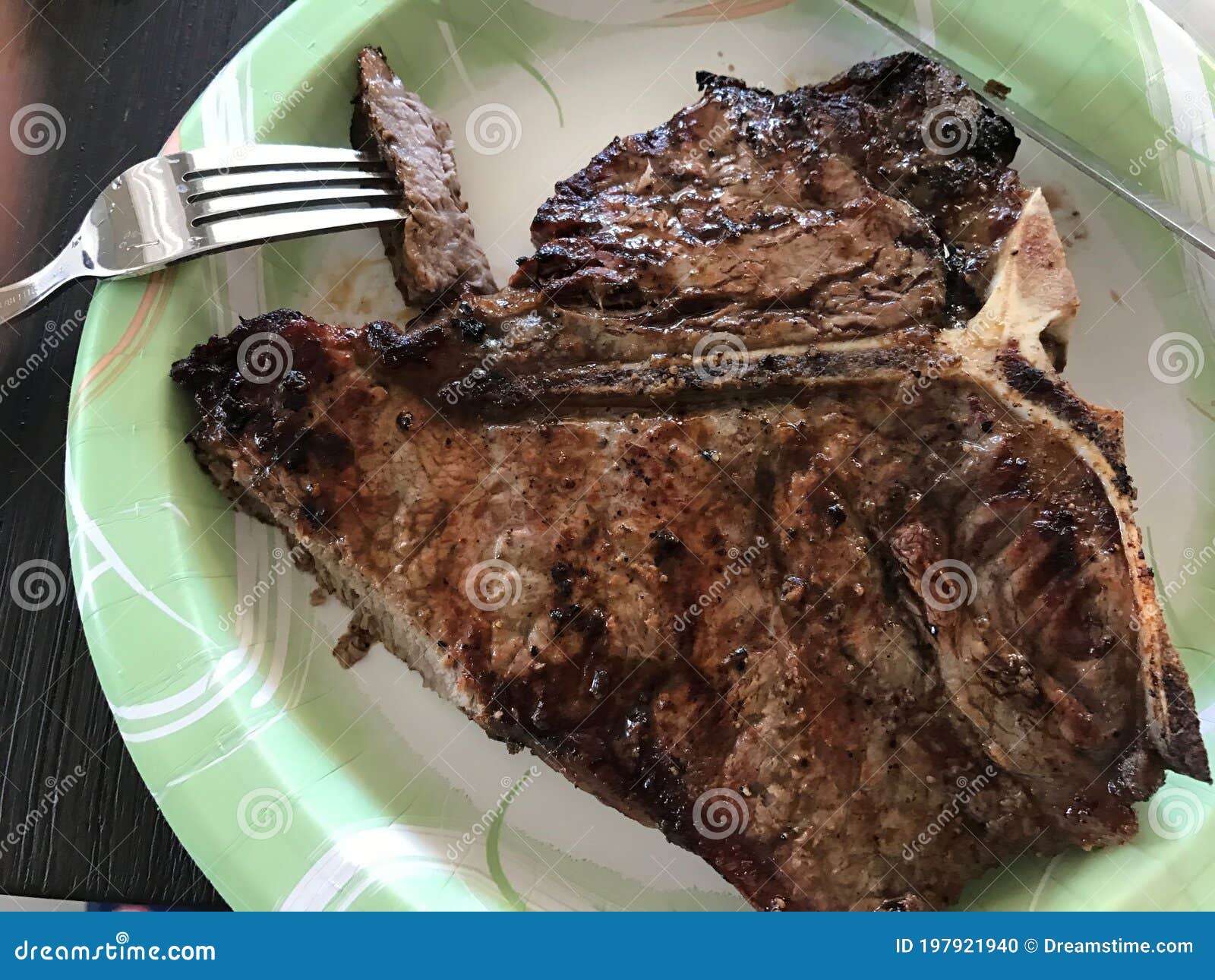 Tbone Steak Baked Directly on an Iron Plate Stock Photo Image of