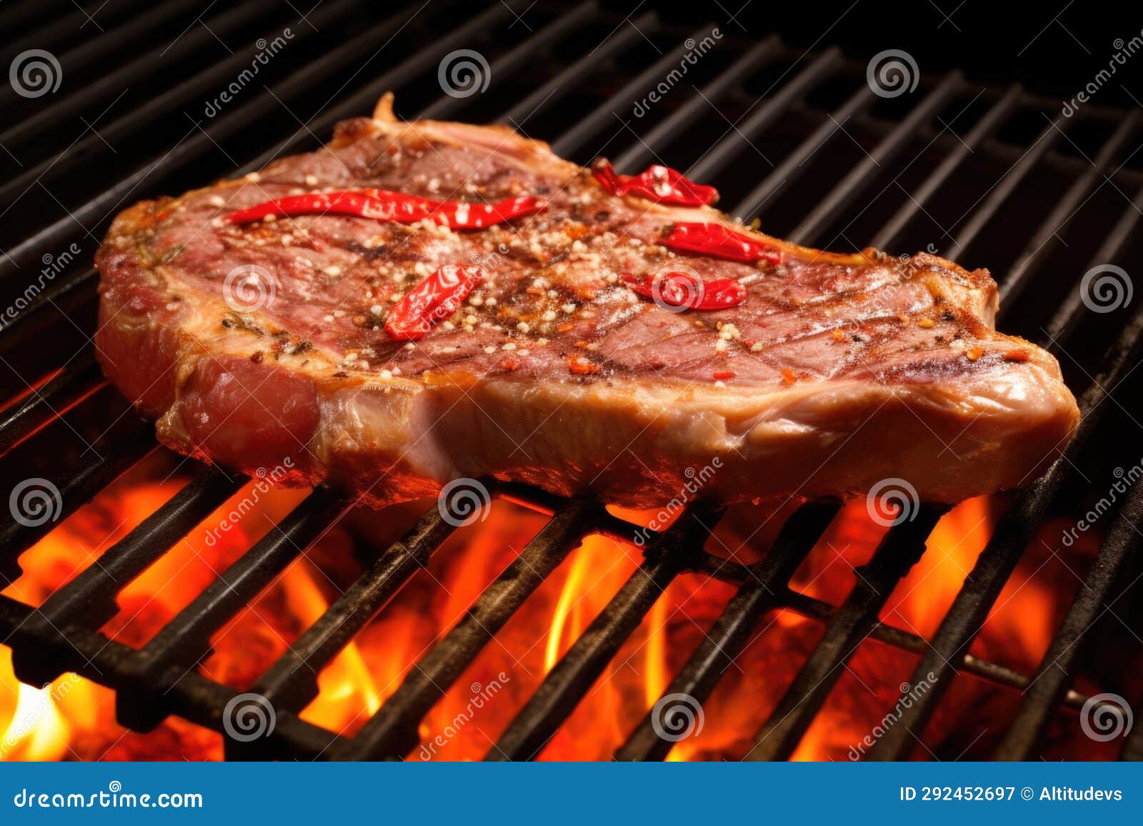 Tbone Steak on a Grill Grate with Red Flames Beneath it Stock Image Image of grill, grate