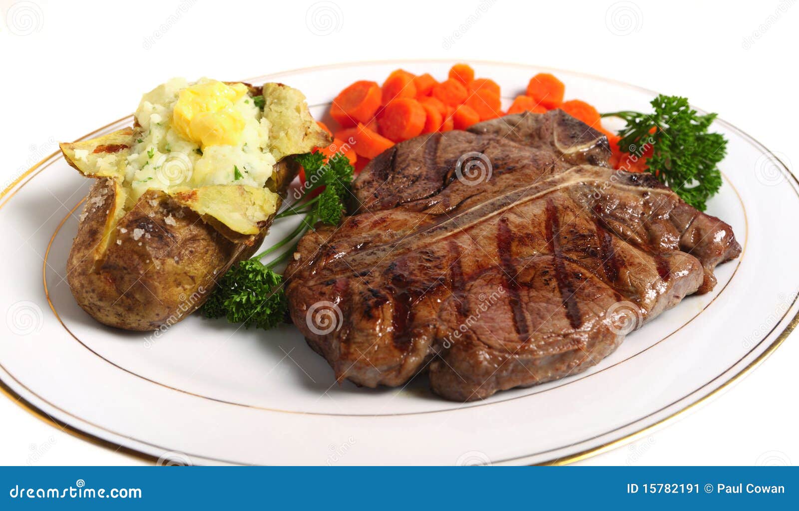 Tbone Steak Meal Horizontal Stock Image Image of steak, angle 15782191