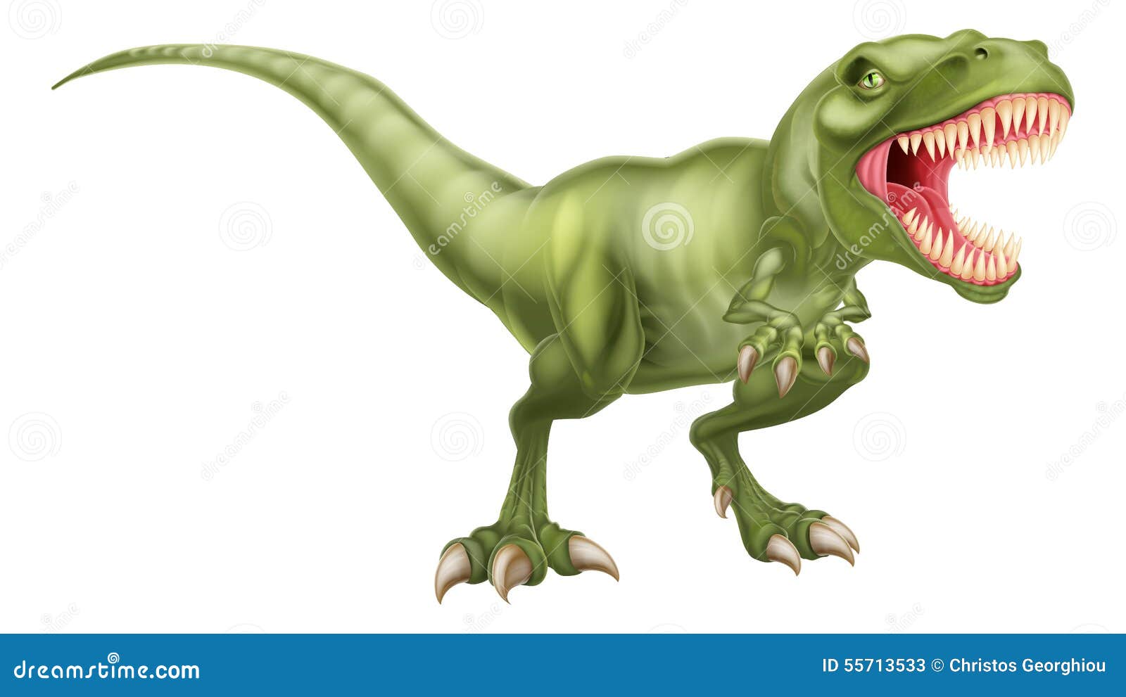 Cartoon Tyrannosaurus Rex Roaring on White Background Stock Vector