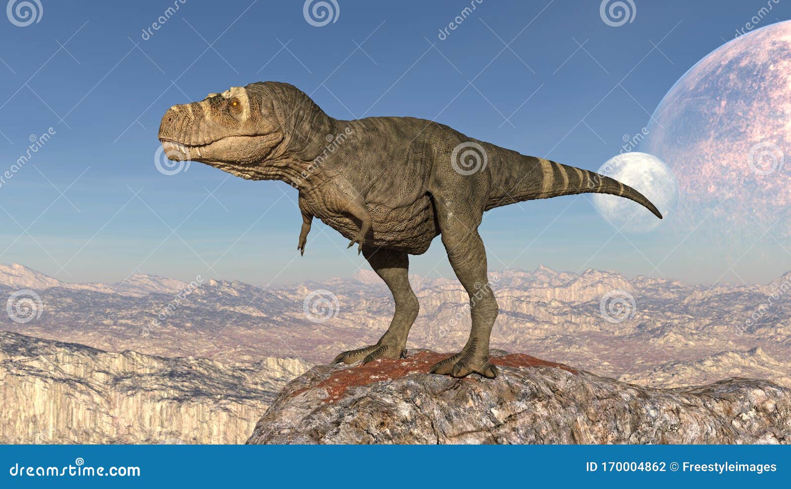 Desenho animado tiranossauro rex réptil pré-histórico grande