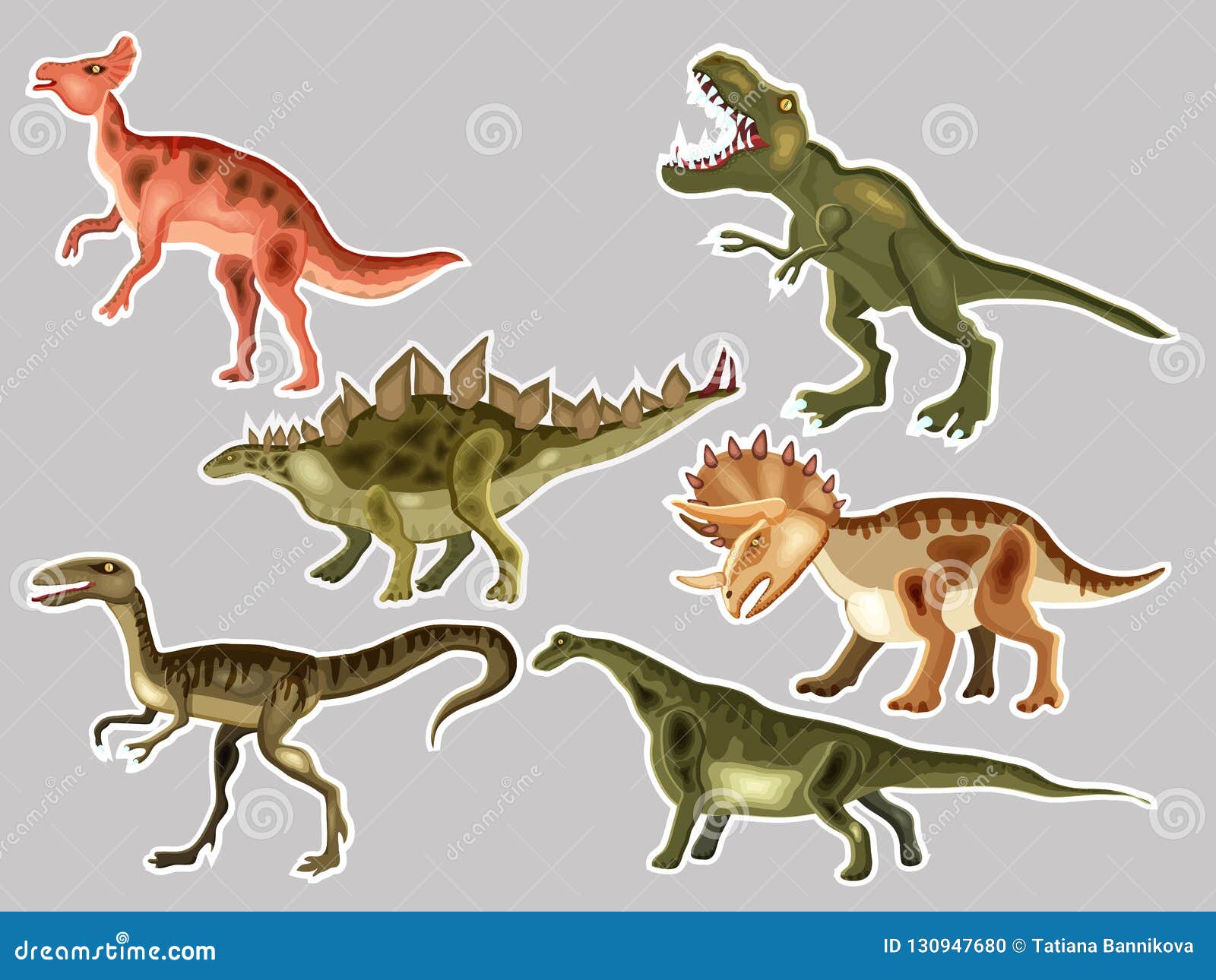 T-REX, Tyrannosaur, Velociraptor, Triceratops, Brontosaurus, Pa Stock  Vector - Illustration of embroidery, aggressive: 130947680