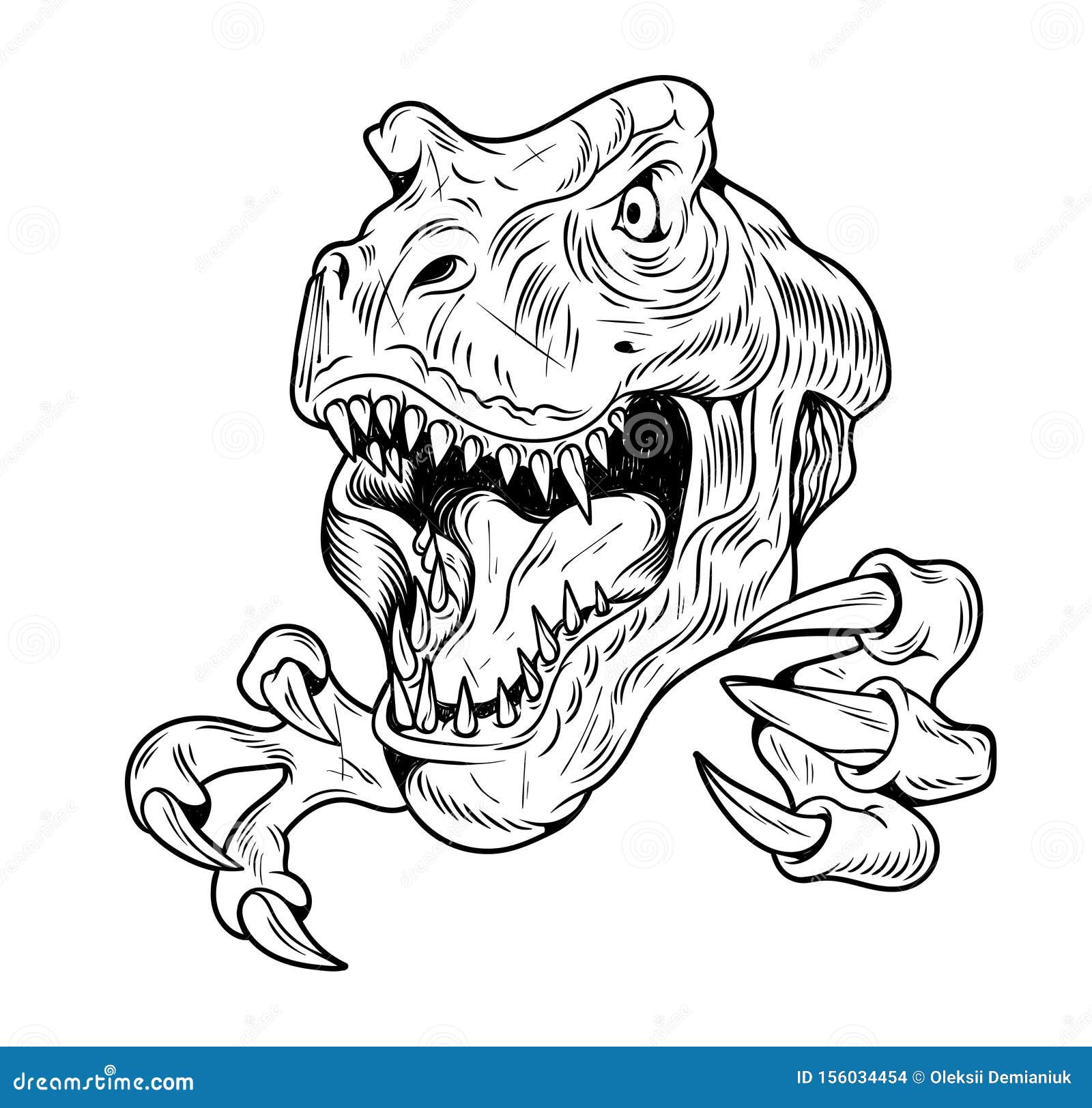 Sketch of a dinosaur head with an open mouth Tyrannosaur Greeting Card by  Dean Zangirolami
