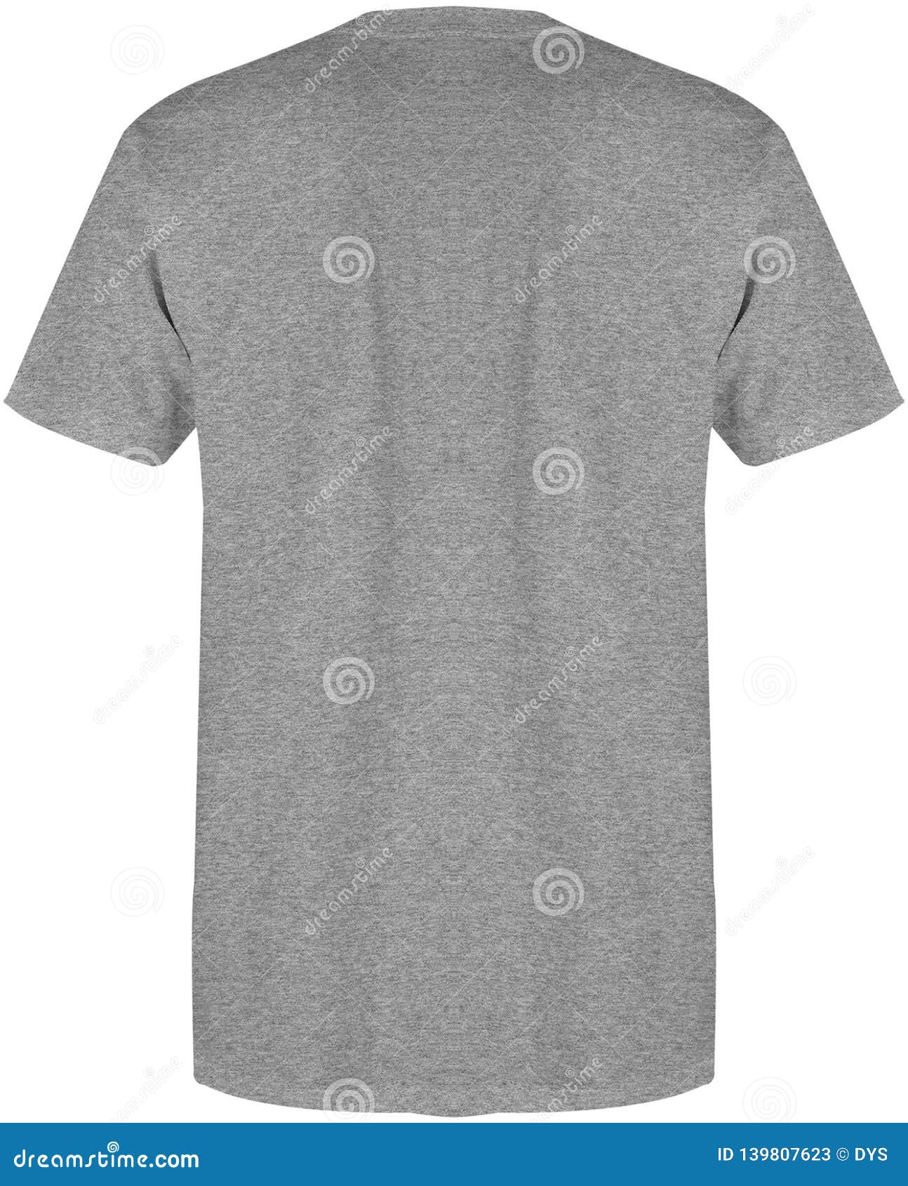 Download Blank T Shirt Back View Heather Grey Color Isolated On White Background, Ready For Mock Up ...