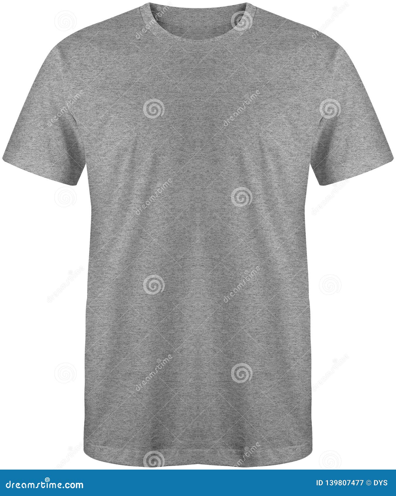 Blank T Shirt Front View Heather Grey Color Isolated on White ...