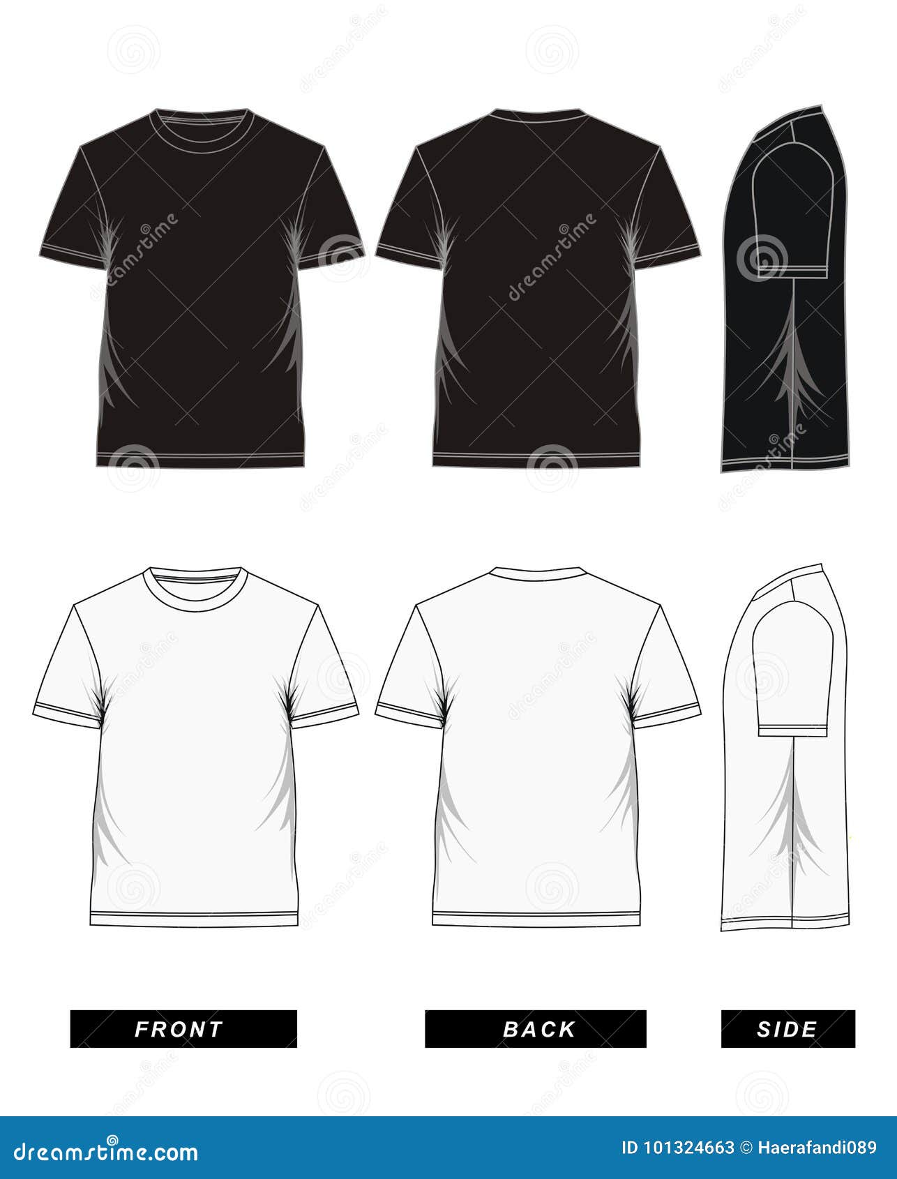 T-shirt black white stock illustration. Illustration of back - 101324663