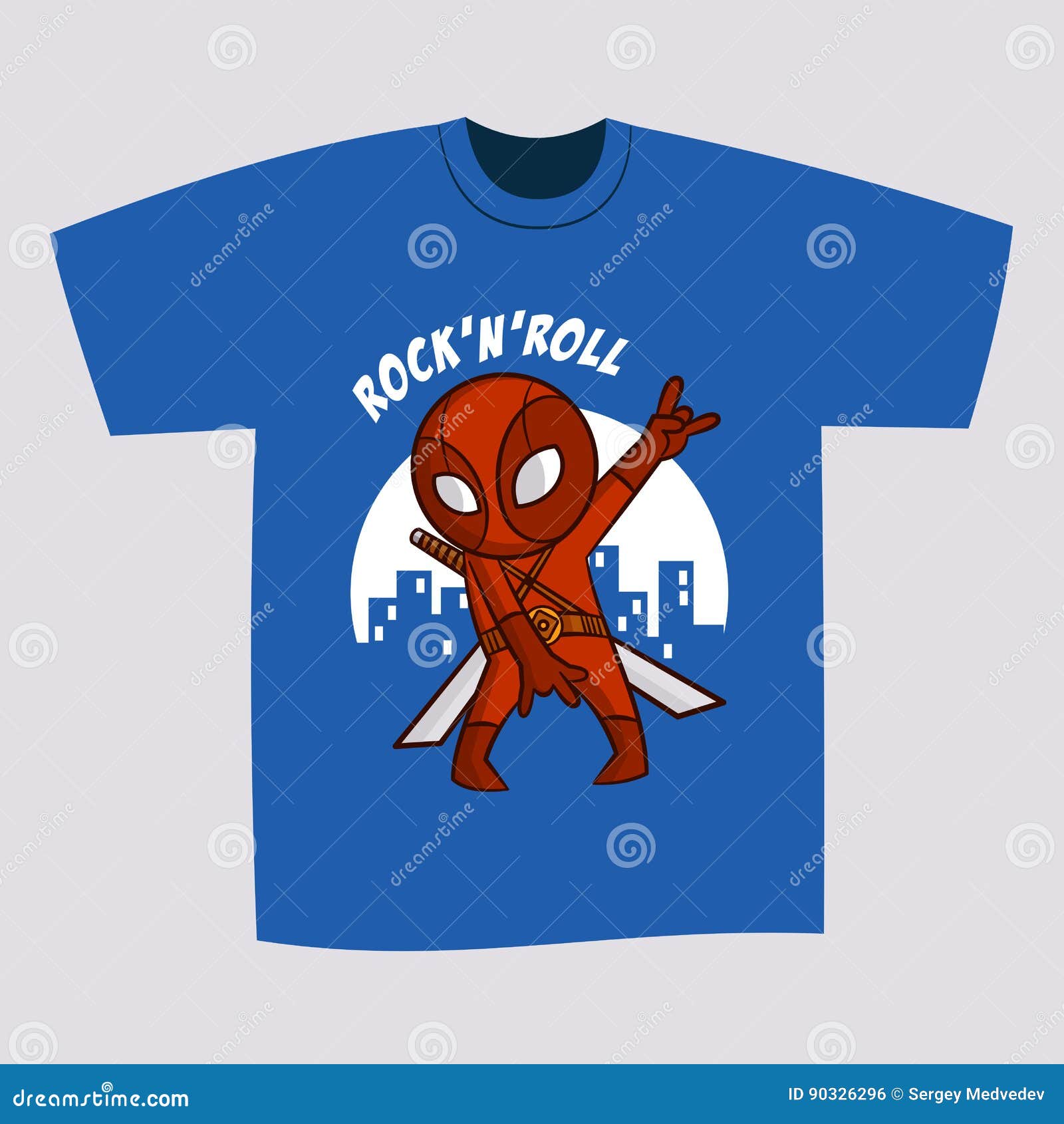 T-shirt Blue Print Design Superhero Ninja Stock Vector ...