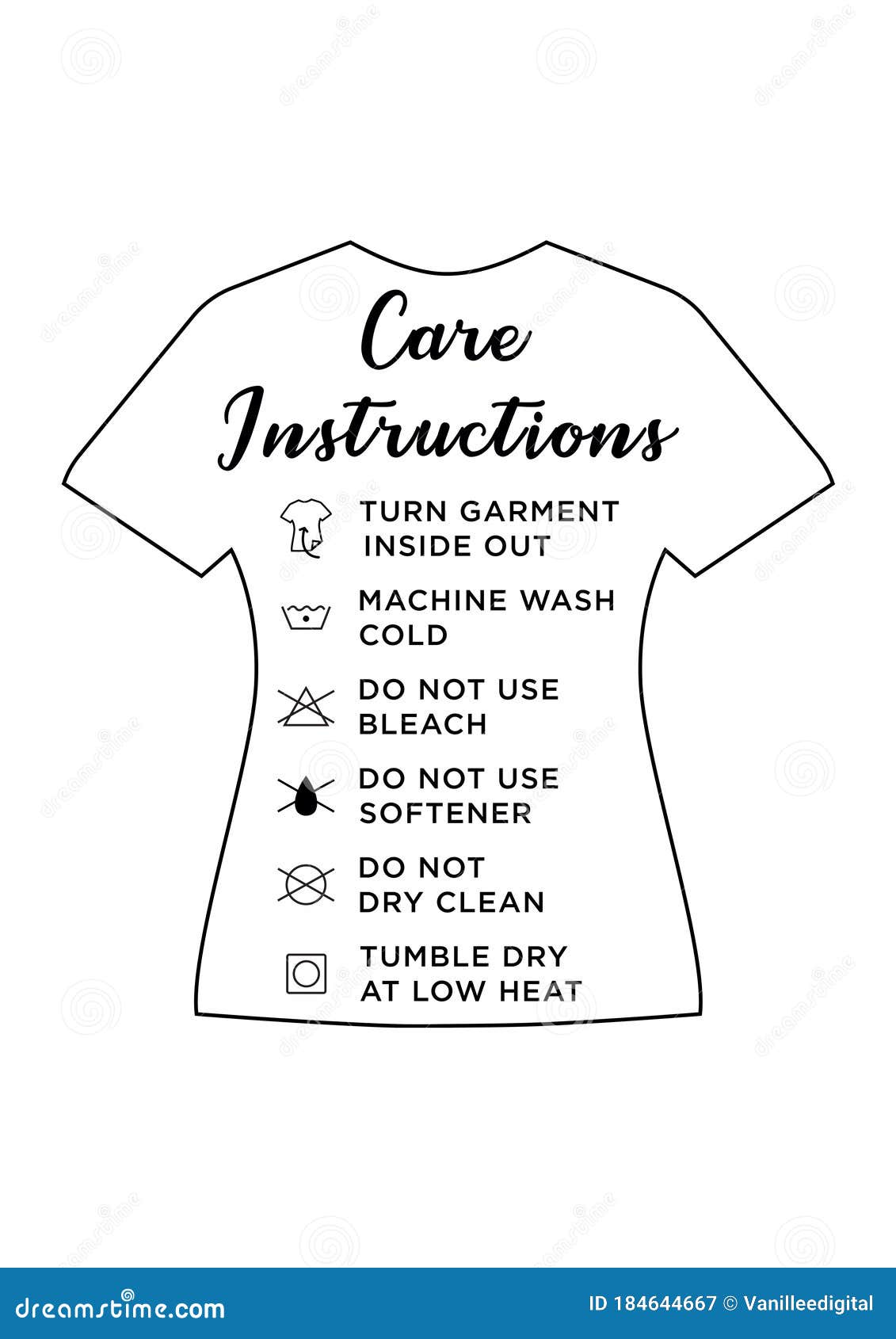 Download T-Shirt Care Instructions Card Template Stock Vector - Illustration of shirt, clean: 184644667