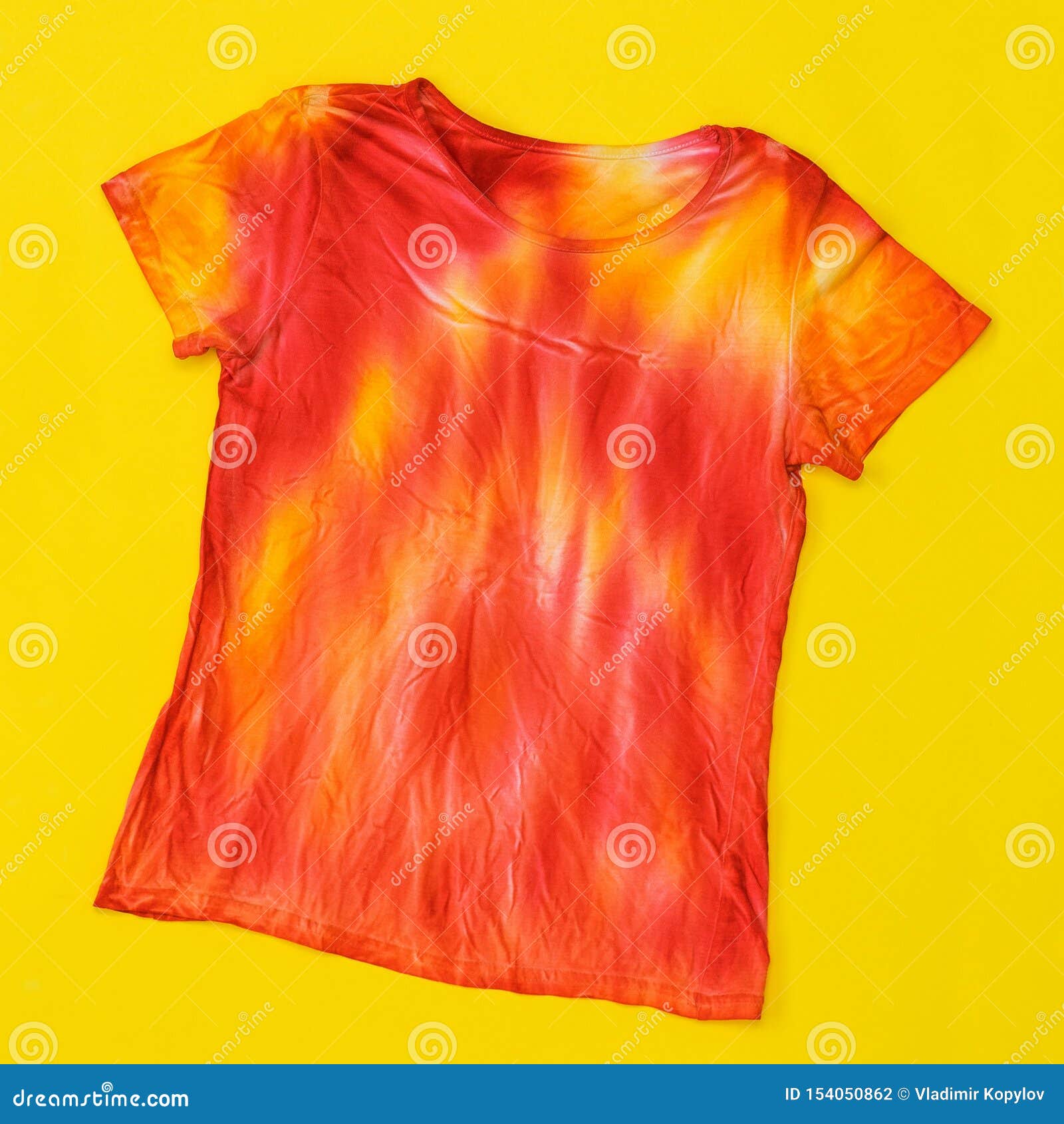 yellow and red tie dye shirt