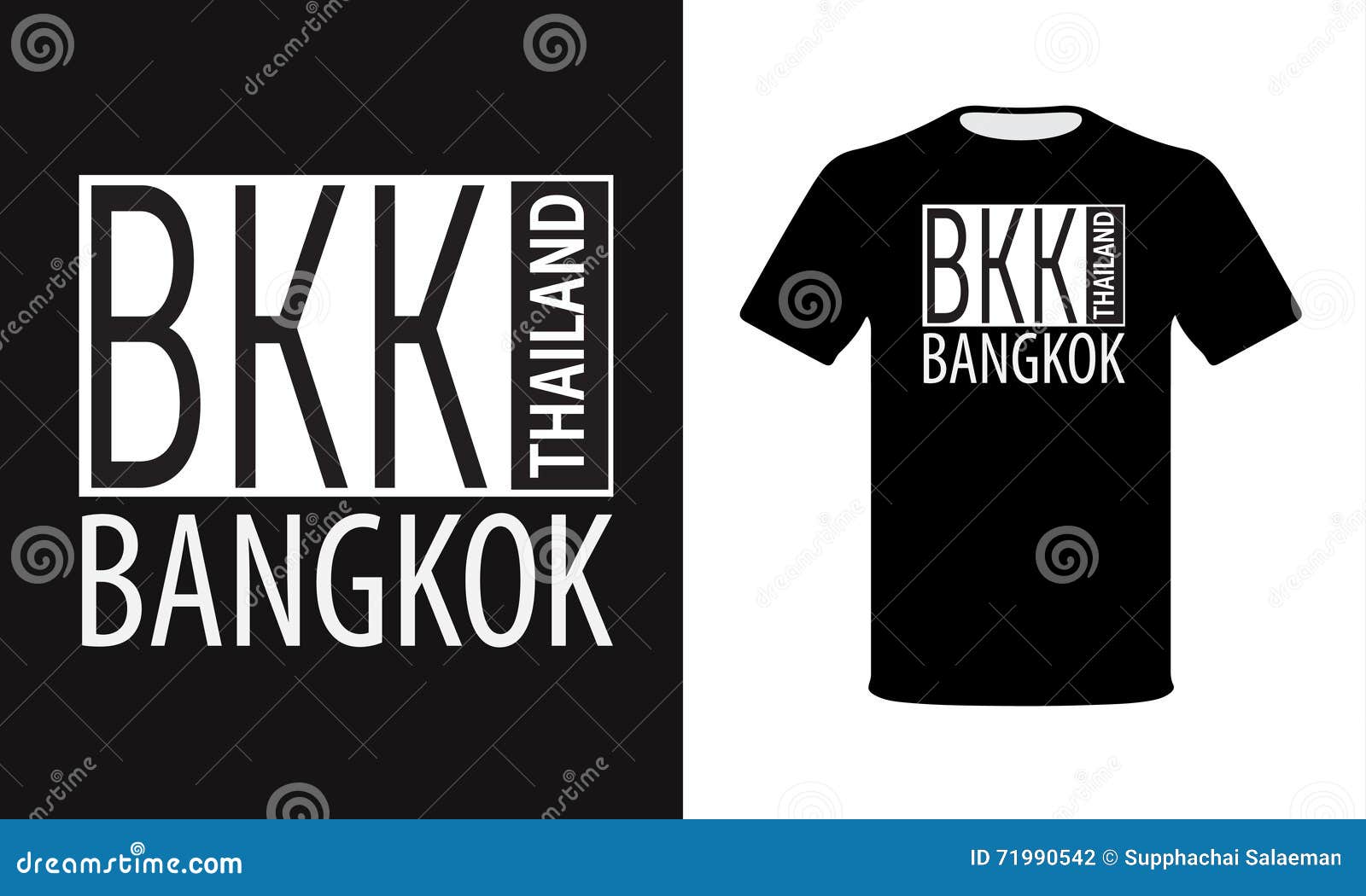 TShirt Design BKK Bangkok Thailand Pattern Stock Vector Illustration