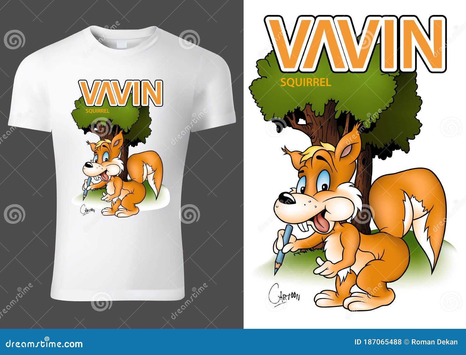 T-shirt Design with Cartoon Squirrel Stock Vector - Illustration of ...