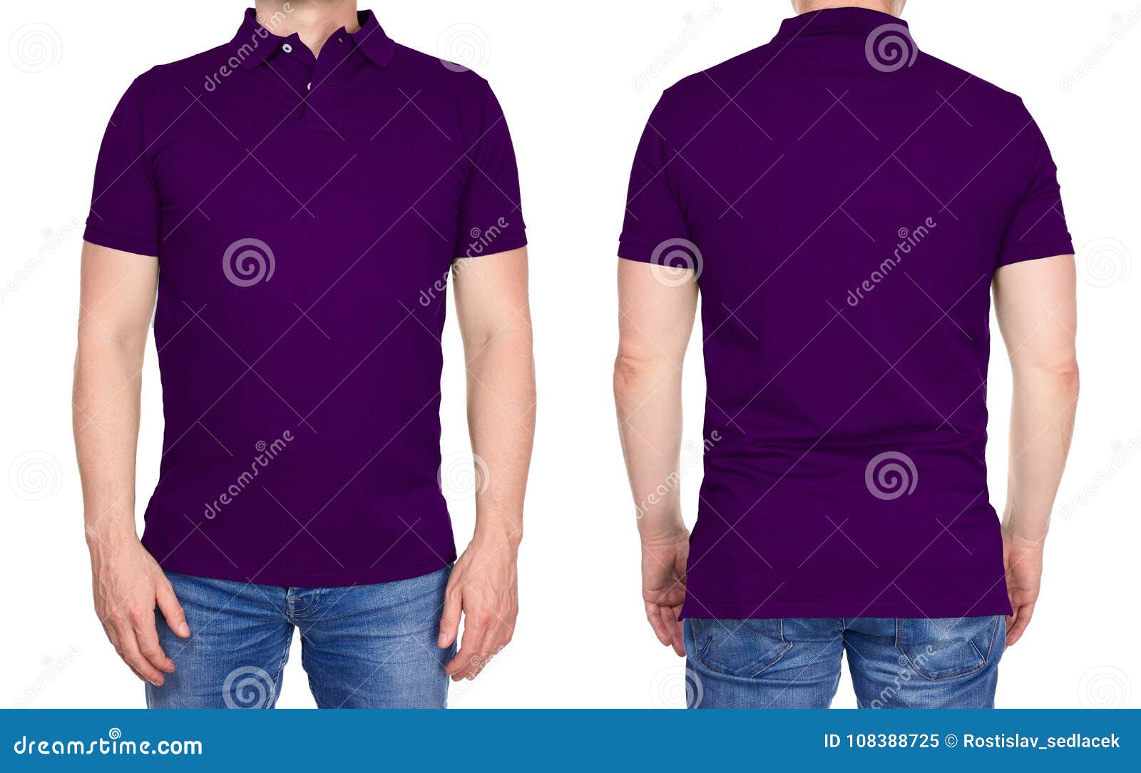 Blank Purple Female T-shirt Isolated On White Background Front And Back ...