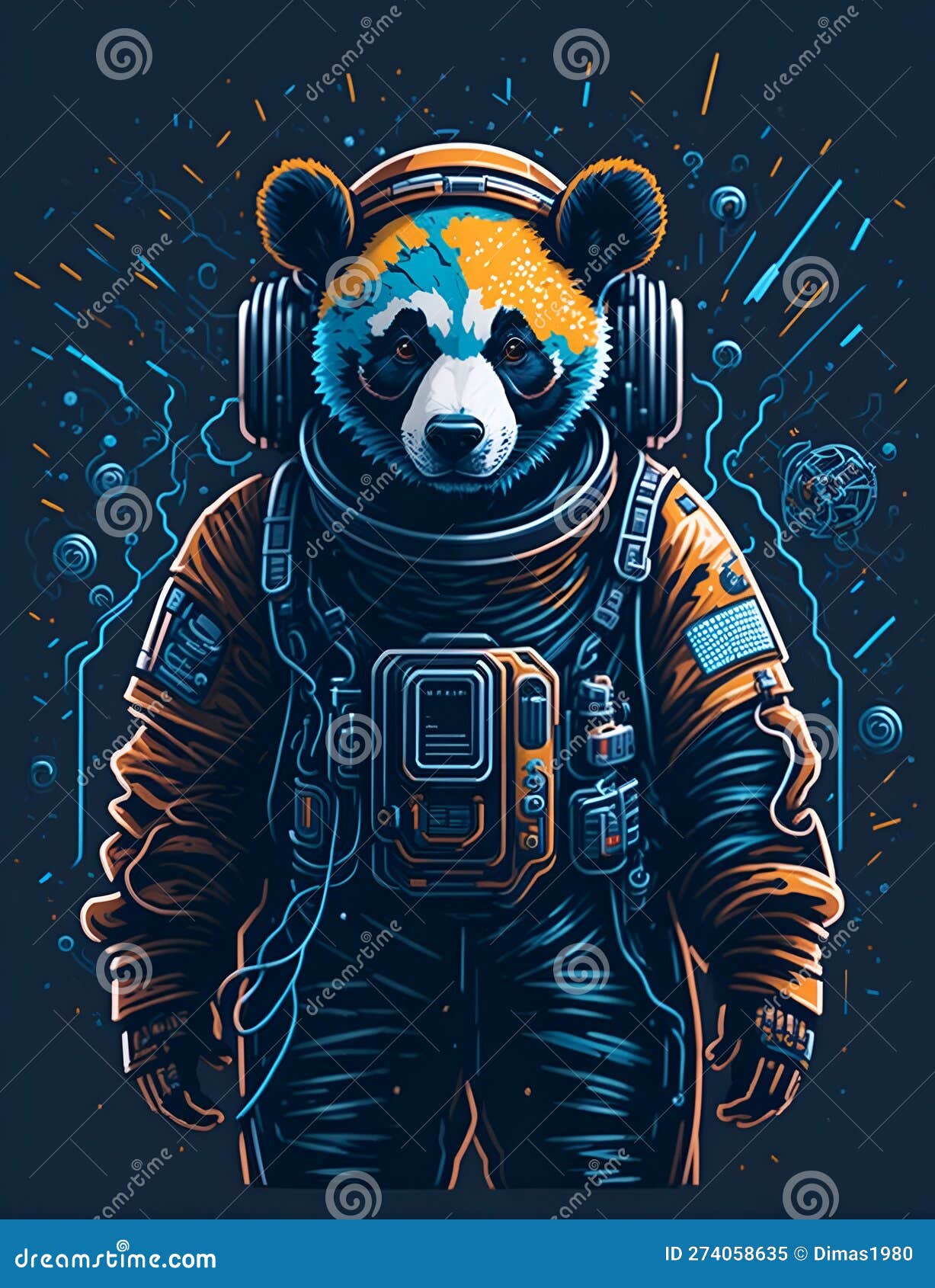 t-shirt  with panda bear astronaut. ai generated 