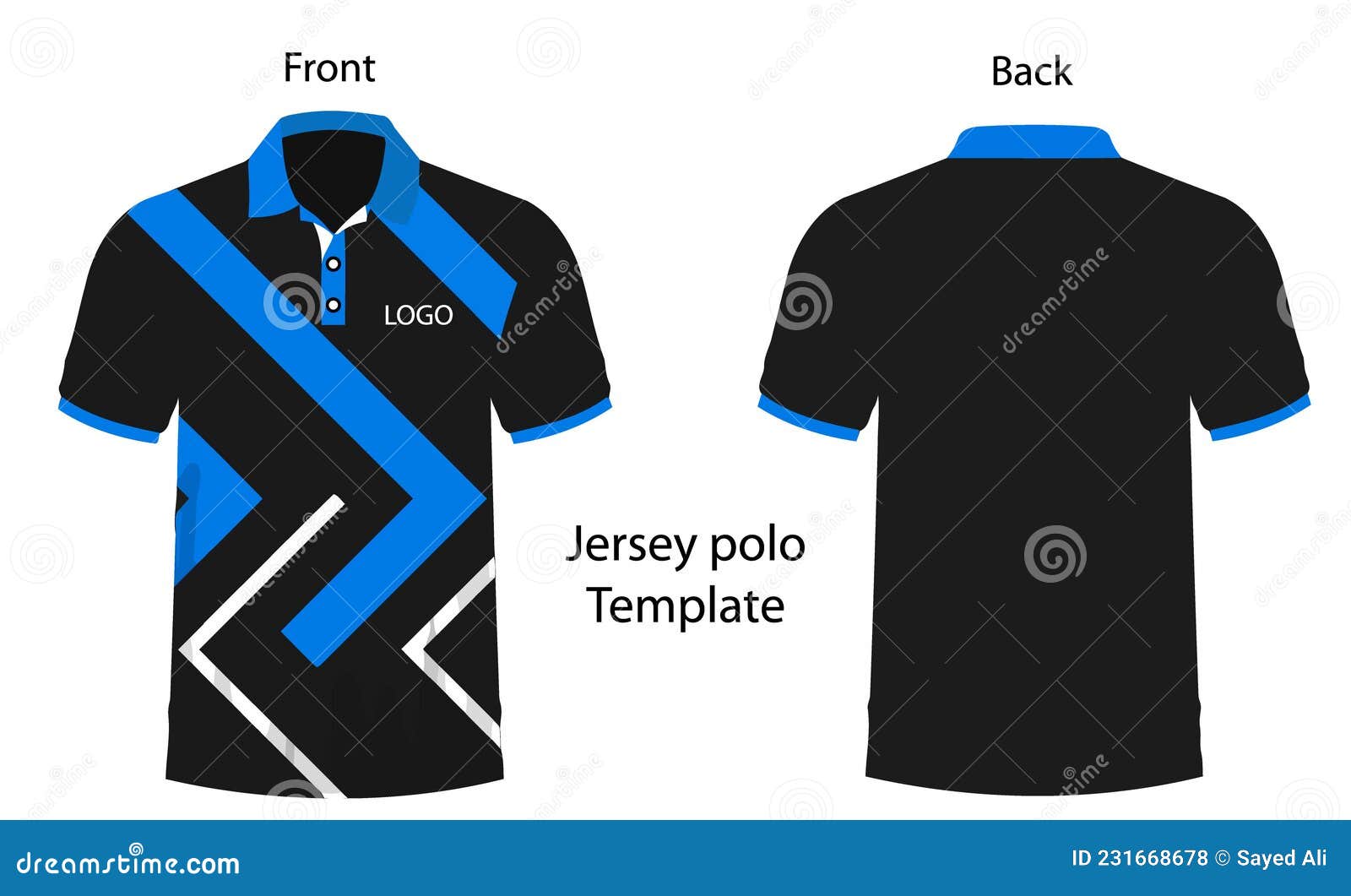 T-Shirt Design Template For Fashion Designer. Blue And Black Color Jersey  Type T-Shirt Template. Stock Vector - Illustration Of Button, Advertising:  231668678
