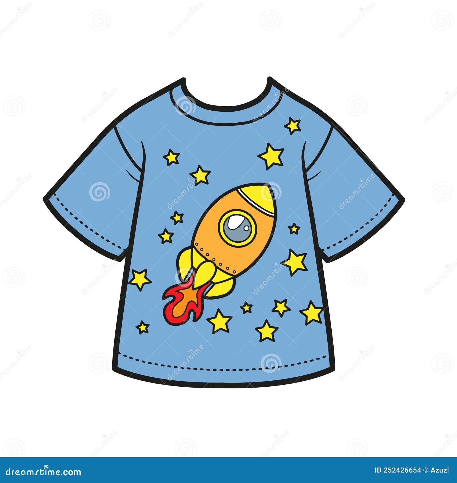 T-shirt with Drawing Cartoon Rocket in Space for Boy Color Variation for  Coloring on a White Stock Illustration - Illustration of color, isolated:  252426654