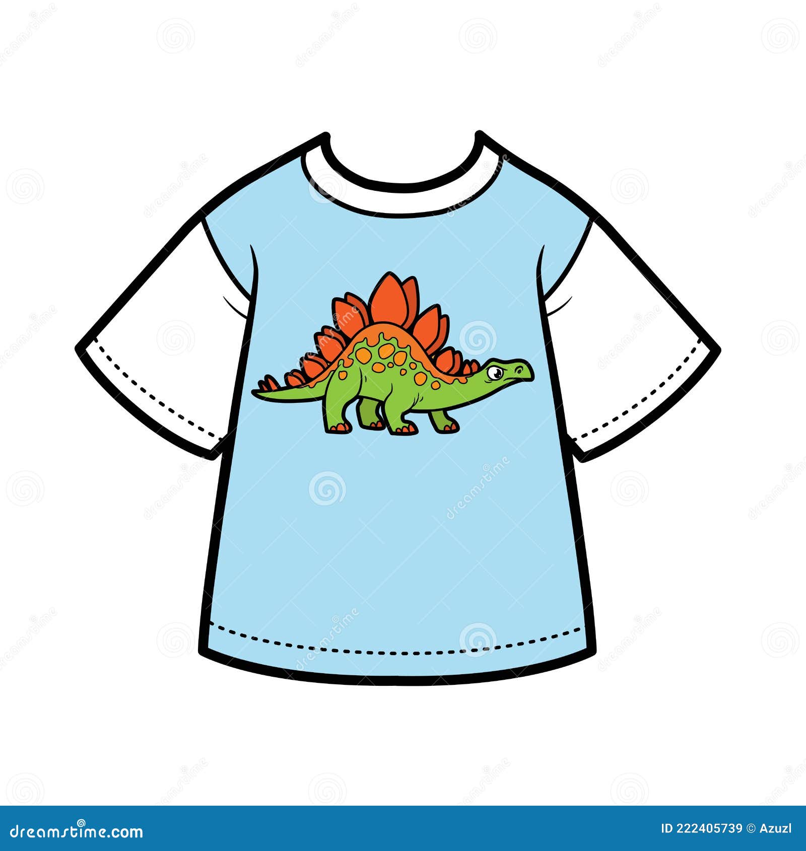 T-shirt with Drawing Cartoon Stegosaurus for Boy Color Variation