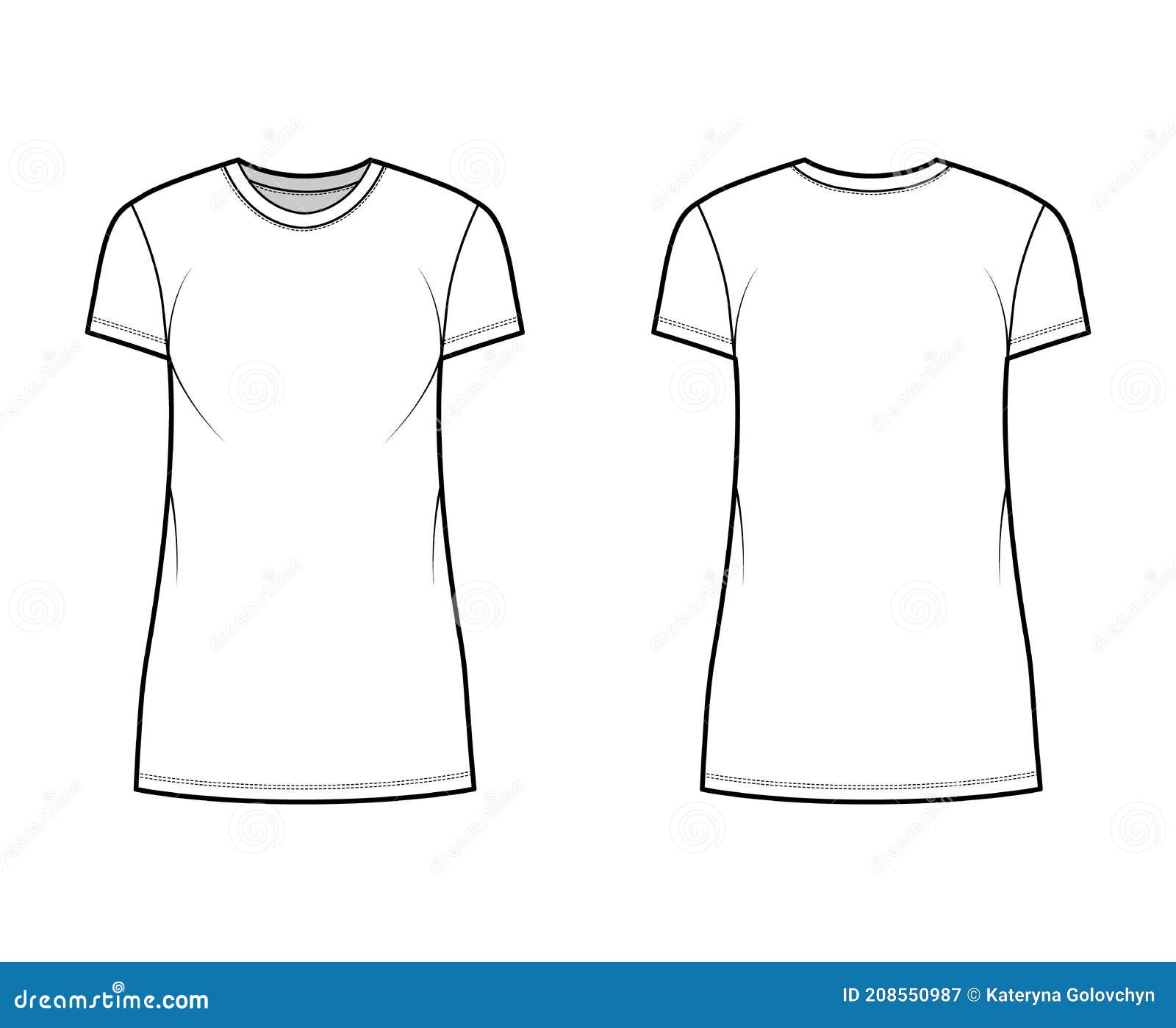 t-shirt dress technical fashion  with crew neck, short sleeves, mini length, oversized, pencil fullness flat