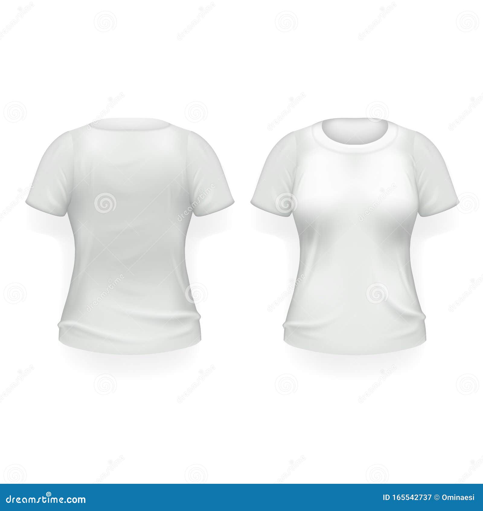 Download T-shirt Female Front Side Back White Template Realistic 3d ...