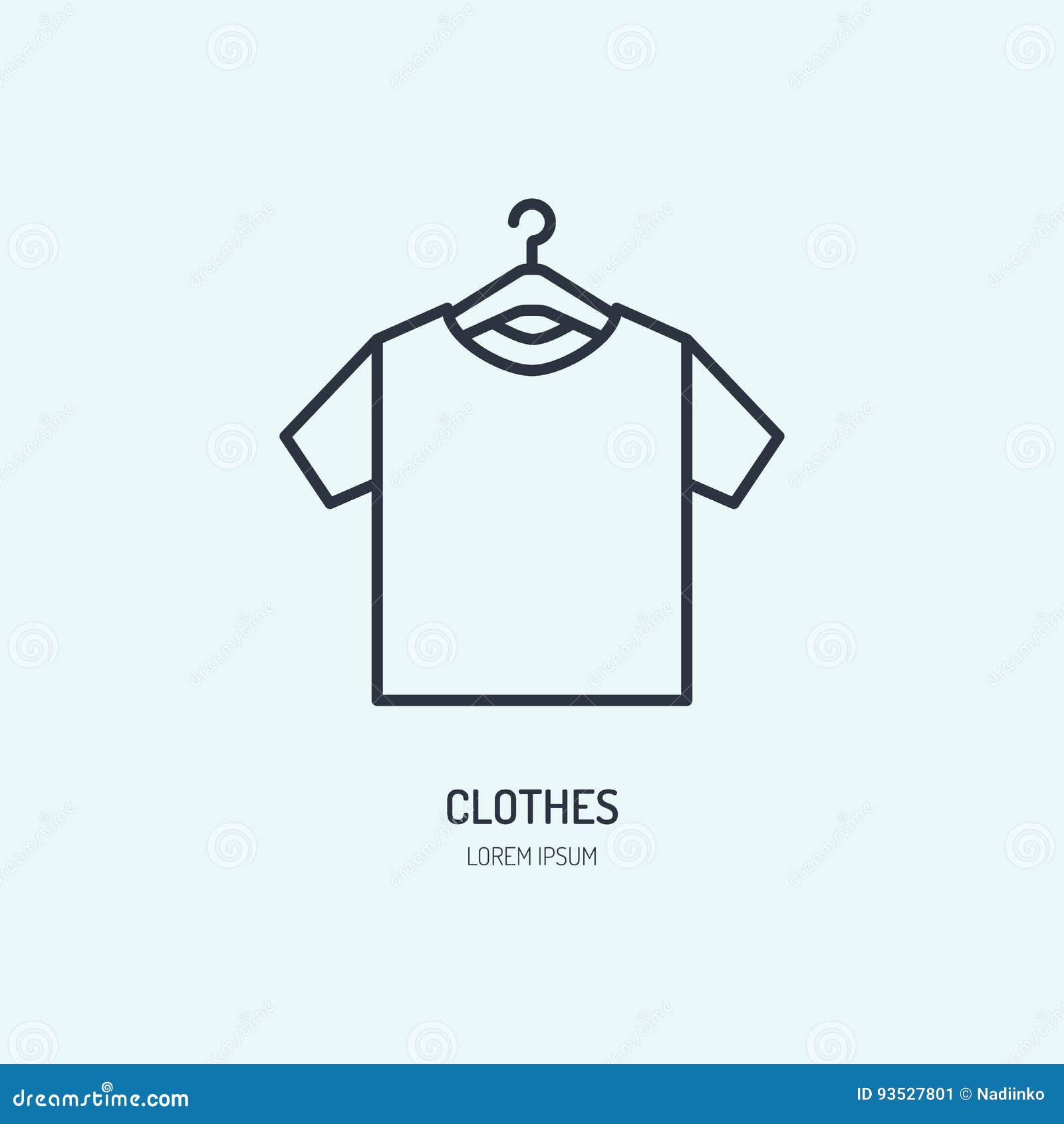 t-shirt on hanger icon, clothing shop line logo. flat sign for apparel collection. logotype for laundry, clothes