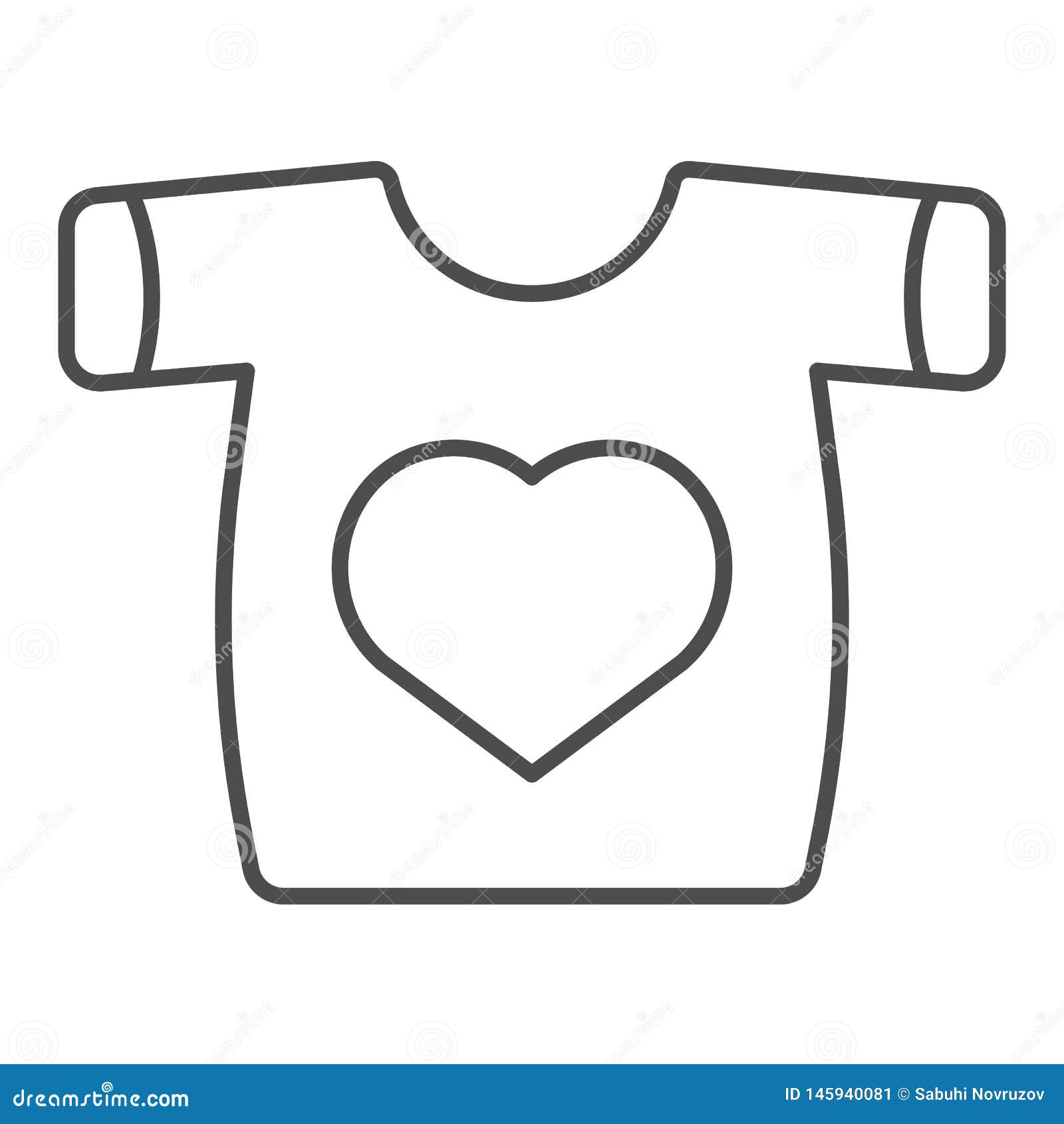 T-shirt with Heart Thin Line Icon. Clothes Vector Illustration Isolated ...