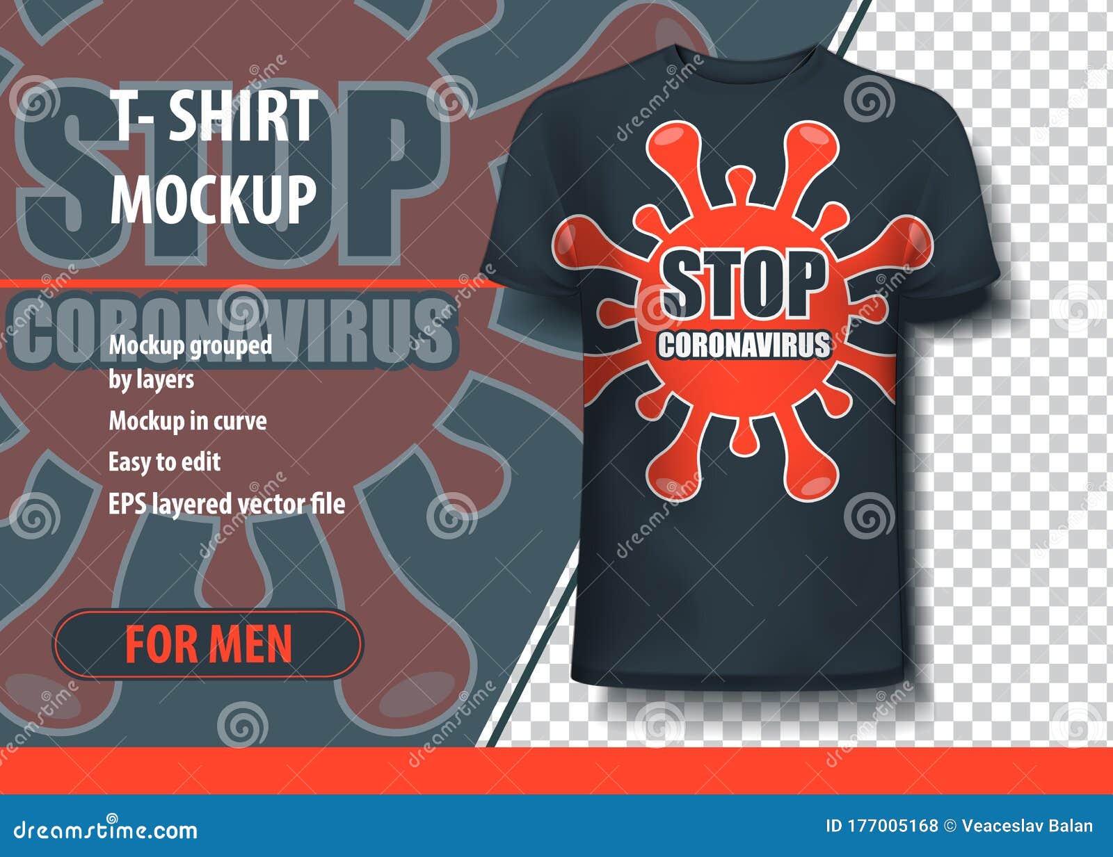 Download T-shirt Mock-up Template With Coronavirus Theme. Editable ...