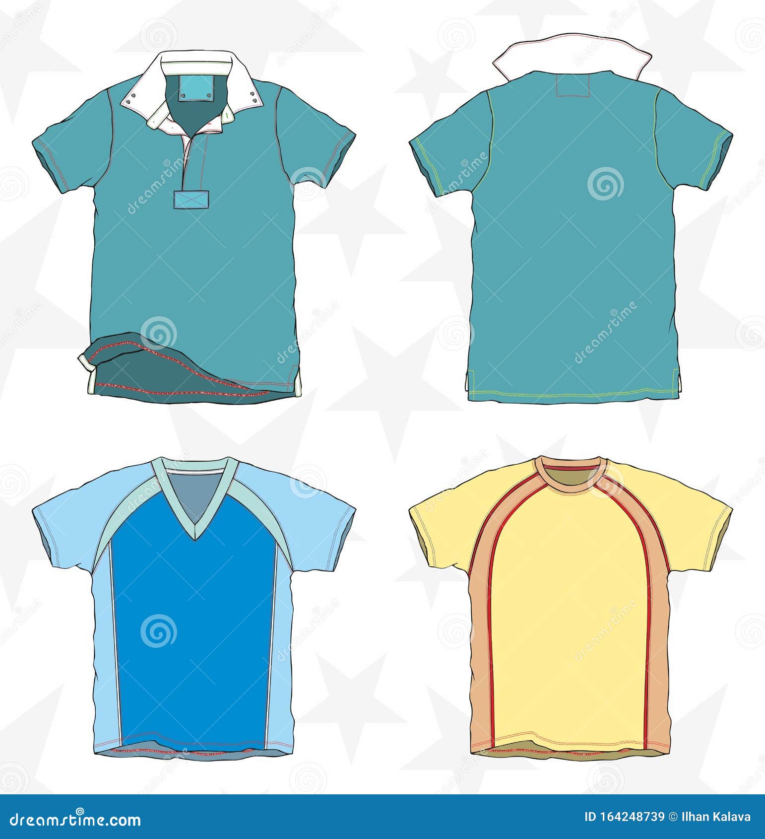 T-shirt Mockup. Clothing, Textile Template Set. - Vector Stock Vector ...