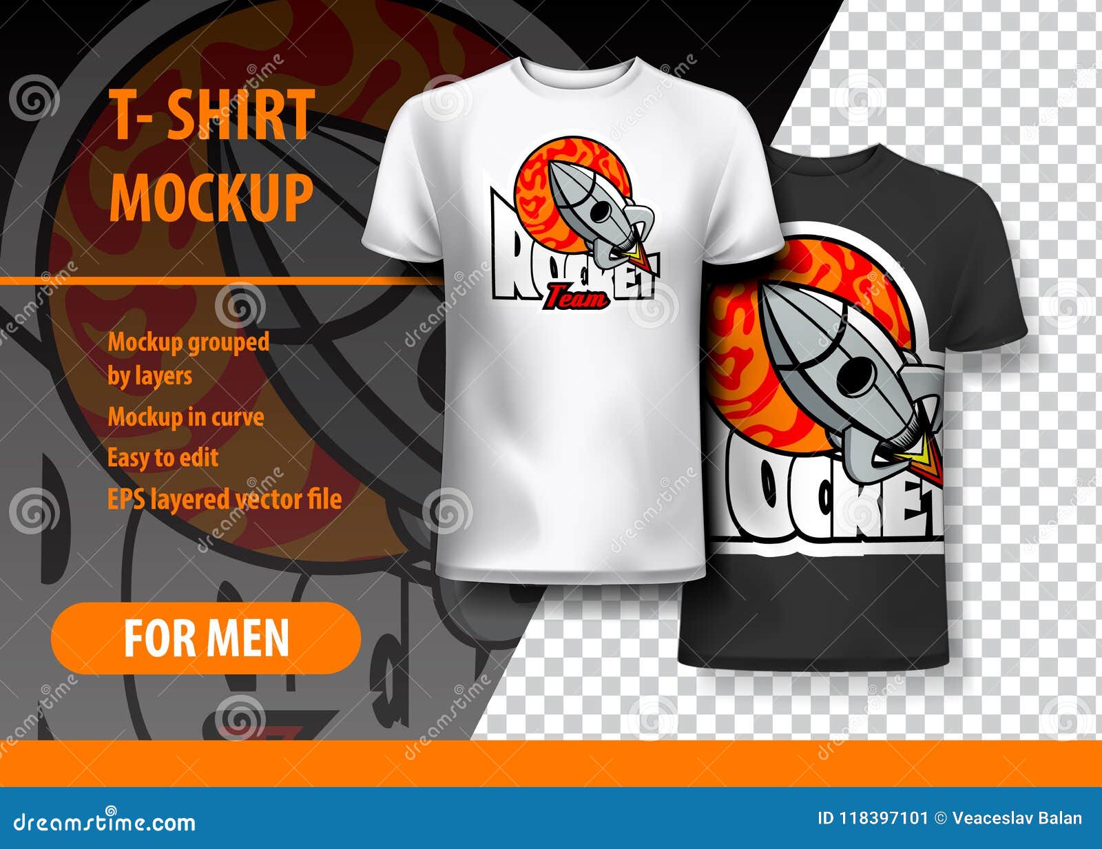 Download T-Shirt Mockup With Rocket Phrase In Two Colors. Mockup ...