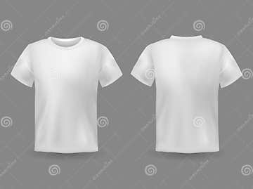 T-shirt Mockup. White 3d Blank T-shirt Front and Back Views Realistic ...