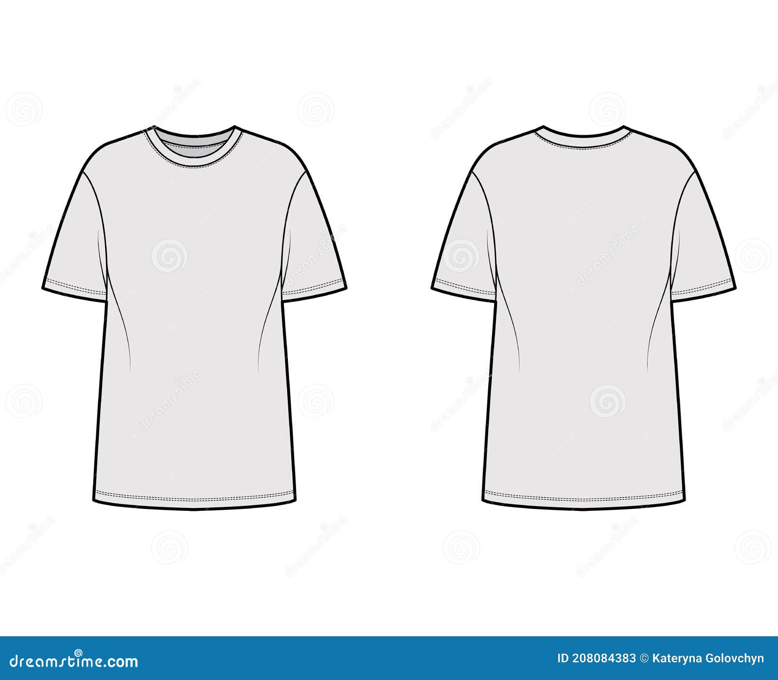 T-shirt Oversized Technical Fashion Illustration with Short Sleeves ...